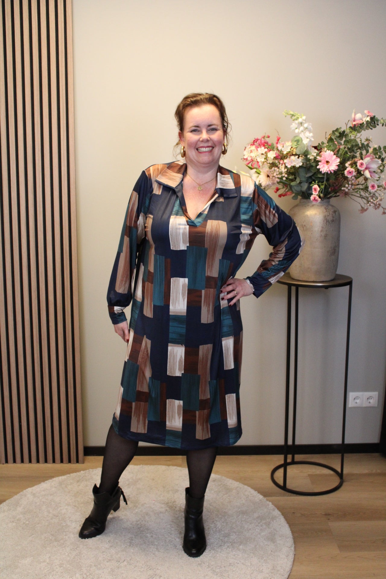 Emily | Jurk blauw met kraagje 46 t/m 50