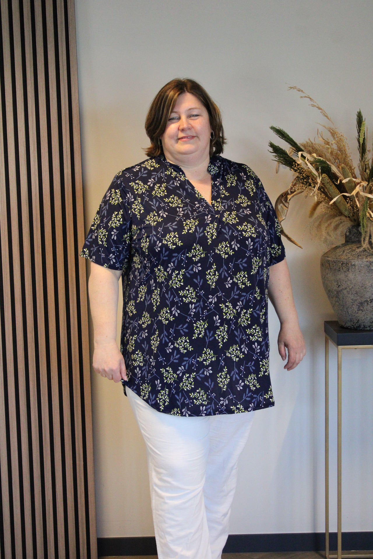 Nila | Blouse groen korte mouw 52 t/m 58