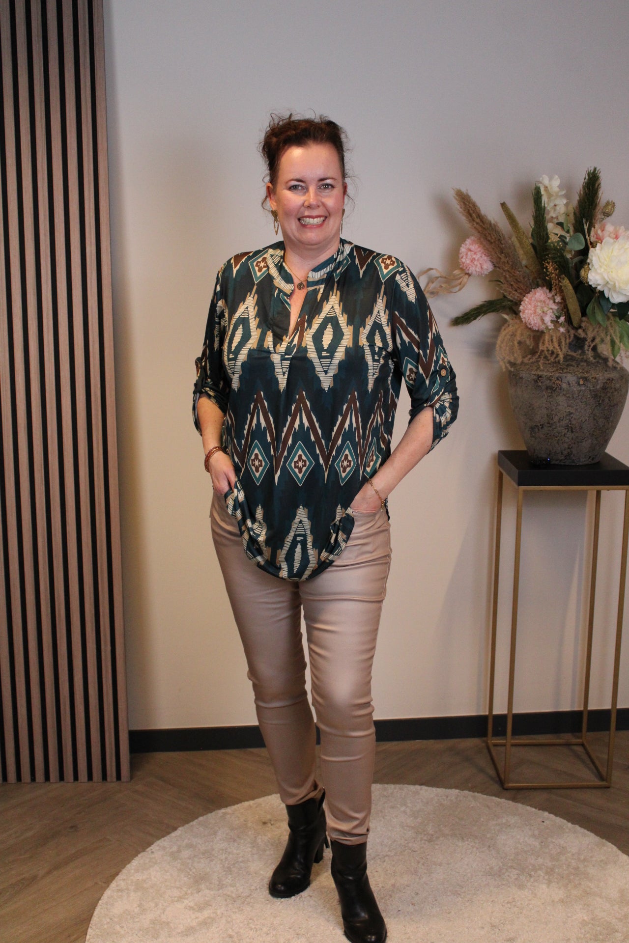 Claire | Blouse aqua lange mouw 38 t/m 48