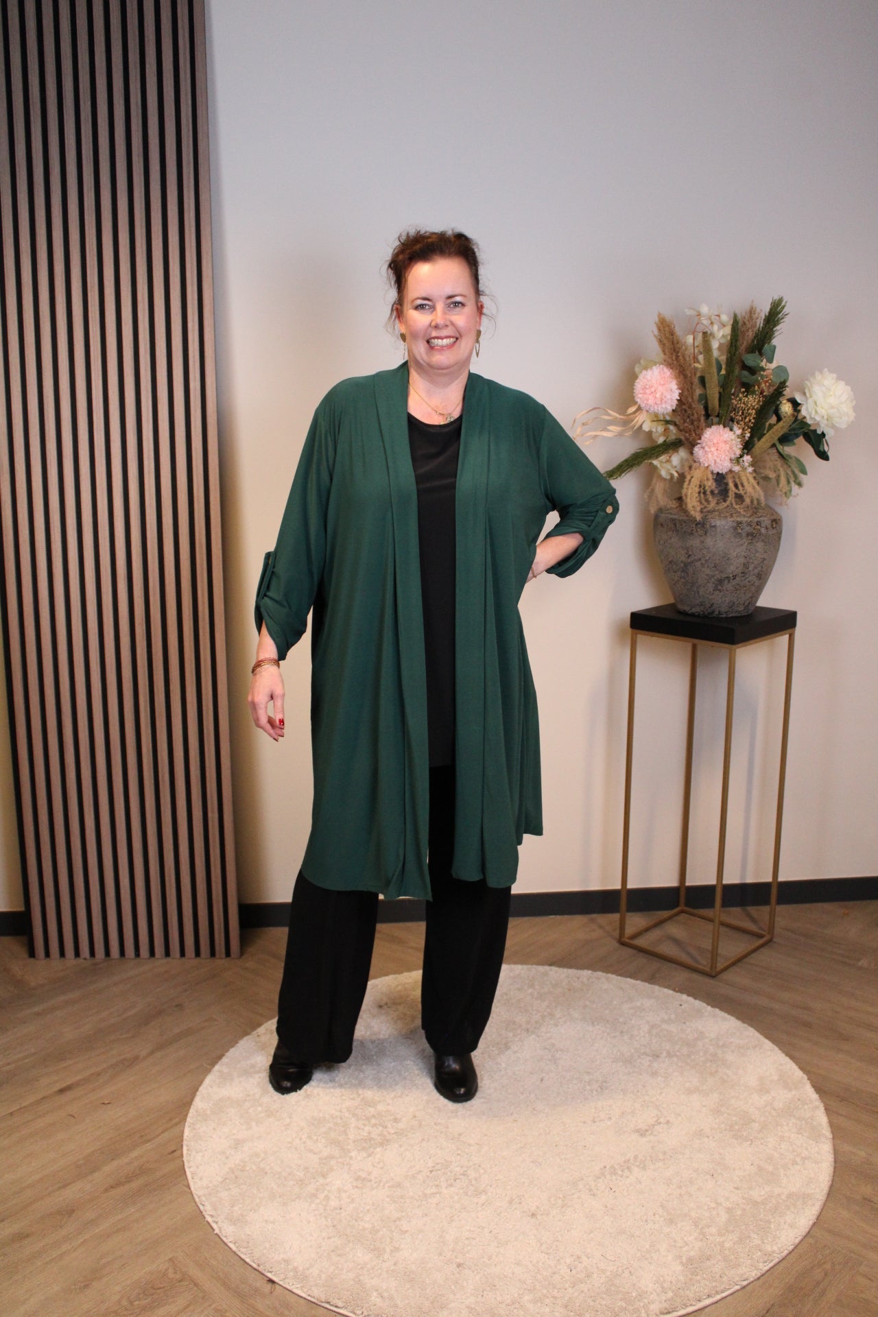 Nienke | Dun vestje kort fles groen 52 t/m 58