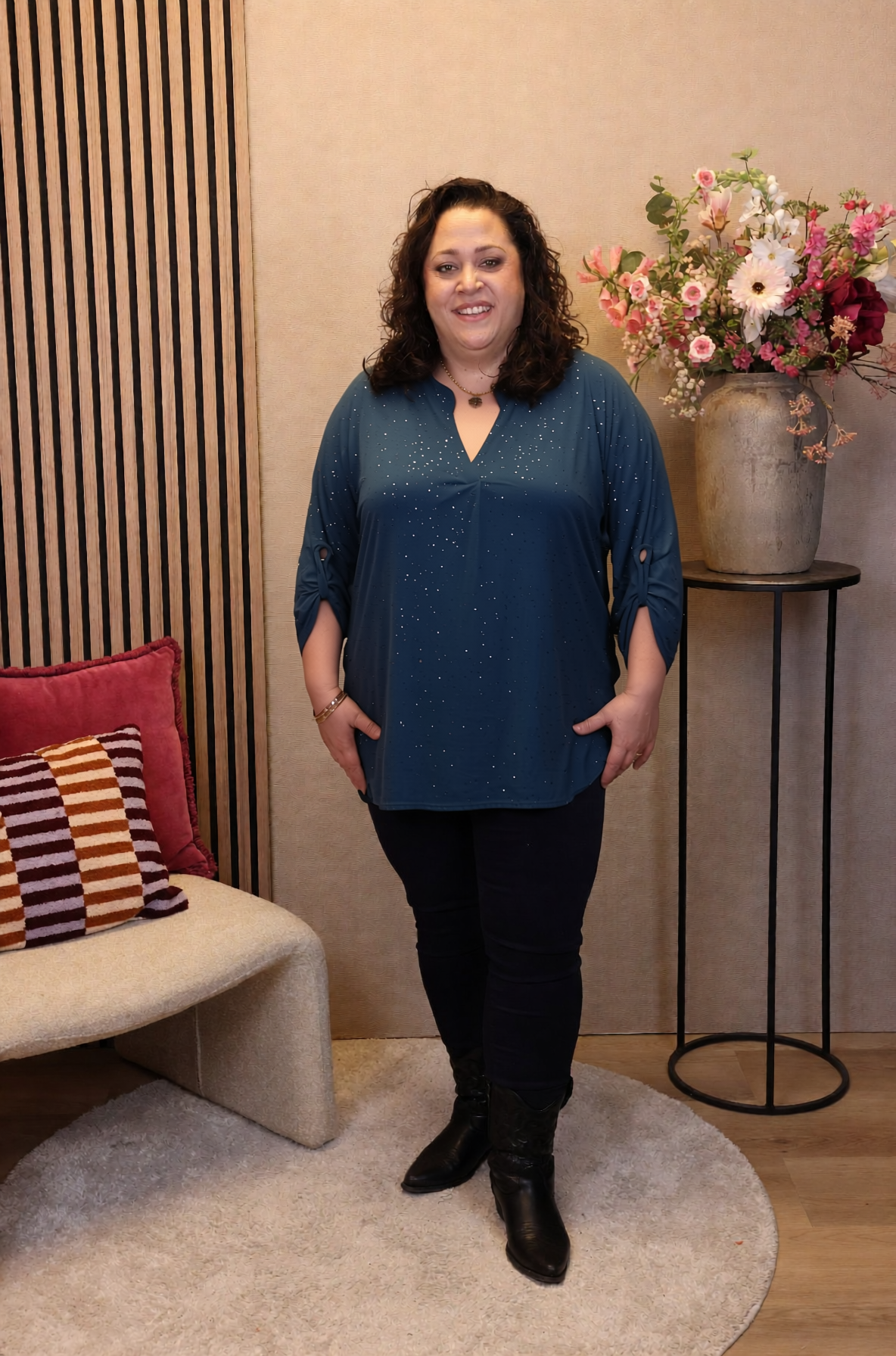 Mieke | Glitter blouse aqua