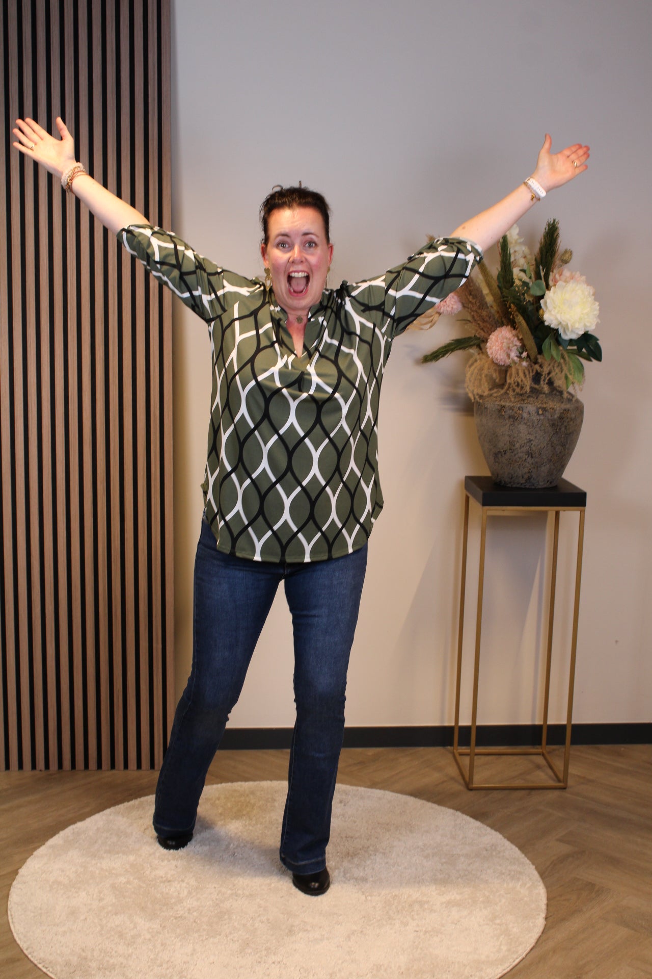 Hannah | Blouse groen lange mouw 48 t/m 52