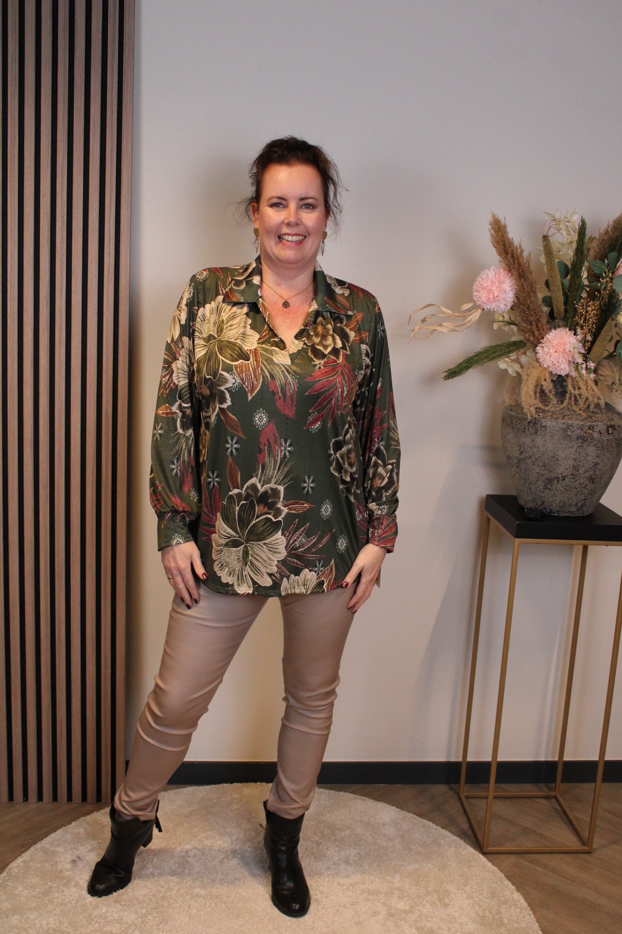 Keira | Blouse met kraagje groen 48 t/m 52