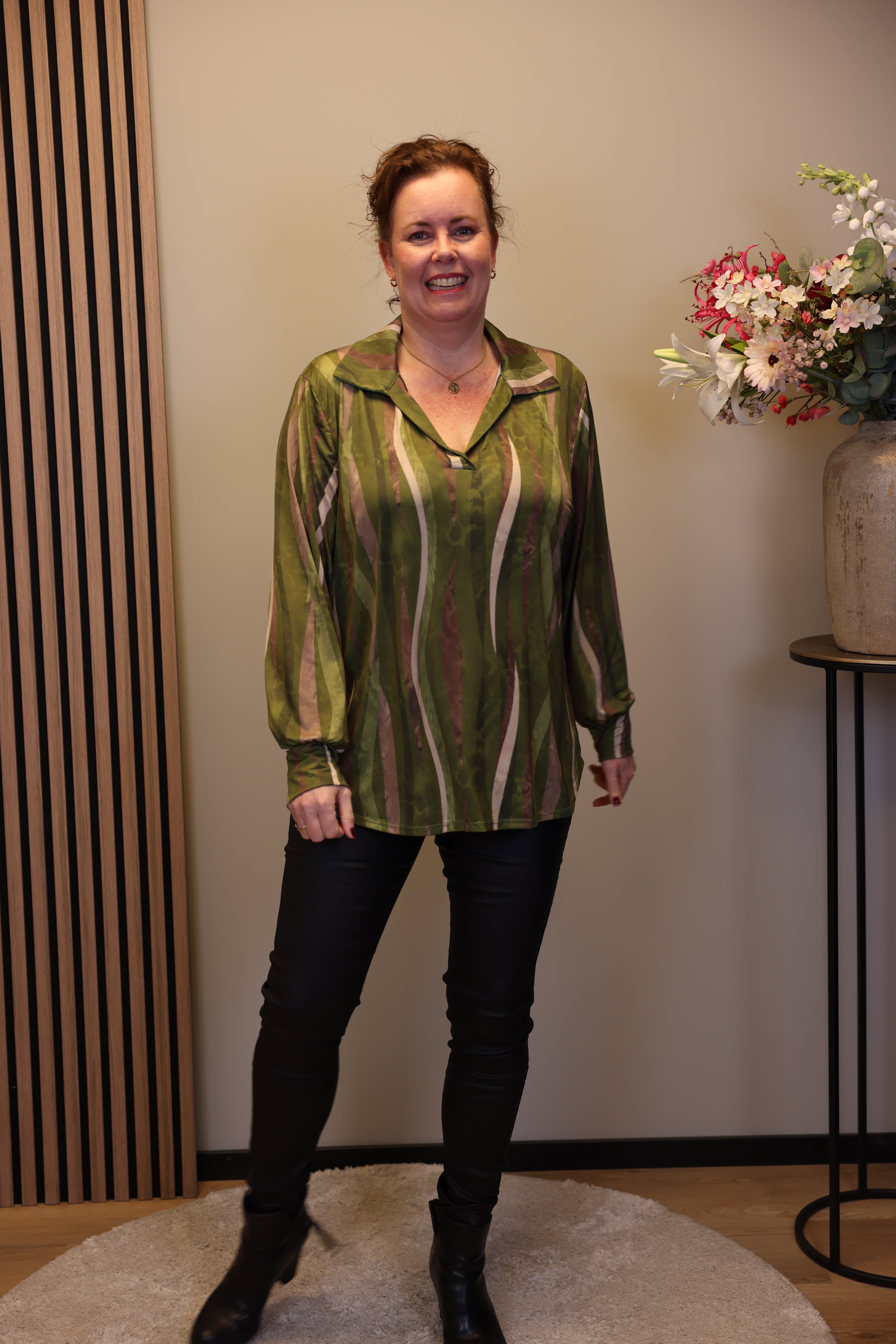 Fenna | Blouse met kraagje groen 48 t/m 52