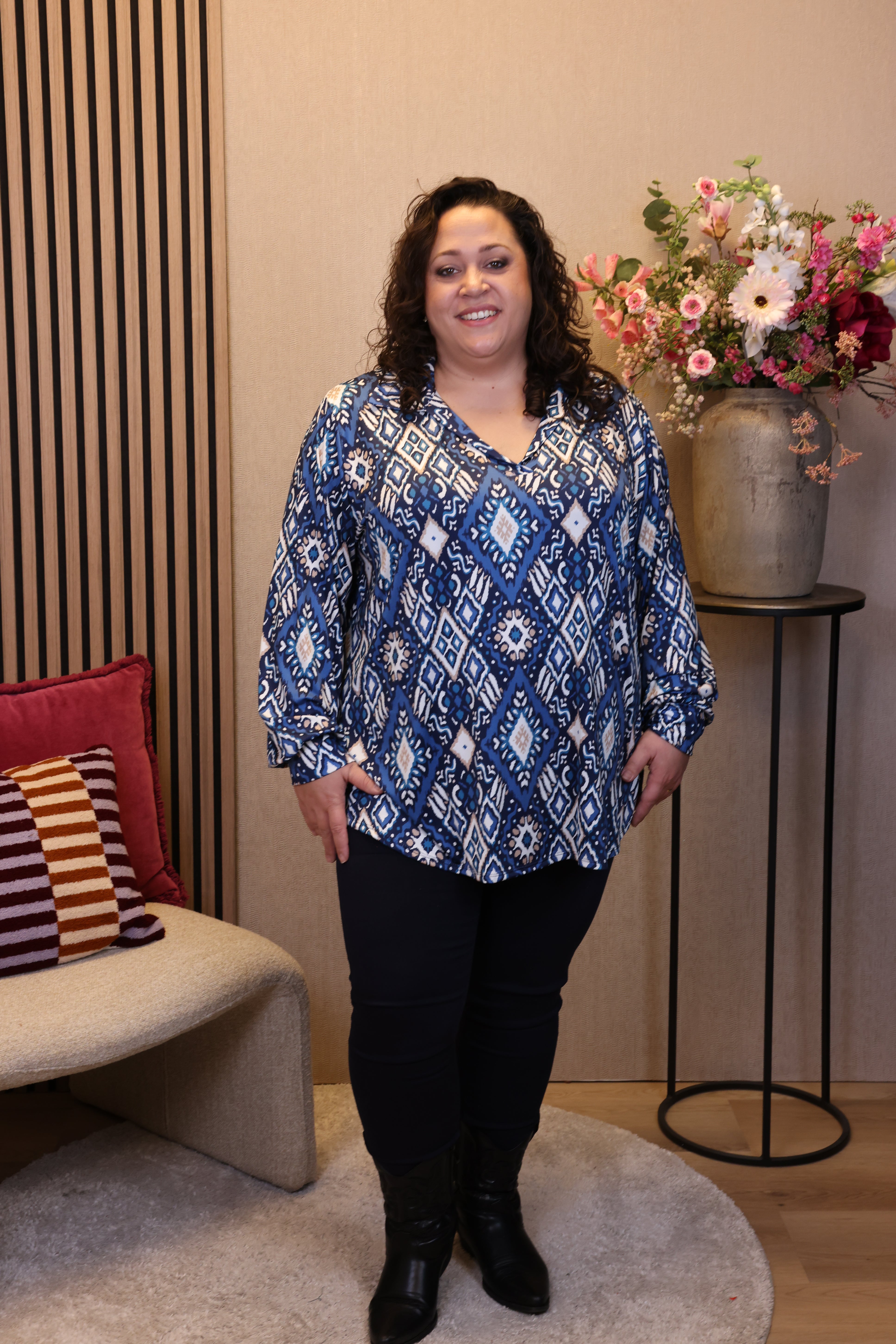 Arianne | Blouse blauw met kraagje