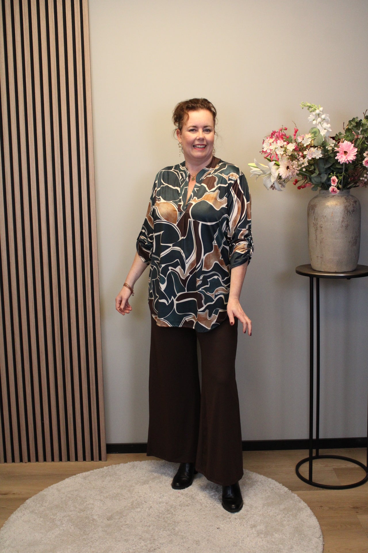 Hila | Blouse aqua lange mouw 48 t/m 52