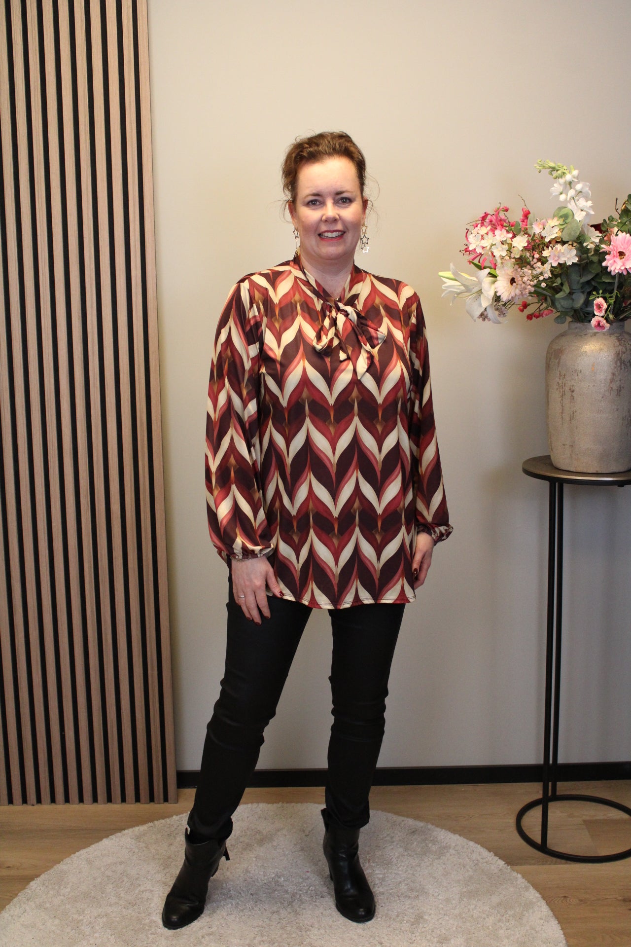 Talitha | Blouse met strik rood lange mouw 38 t/m 48
