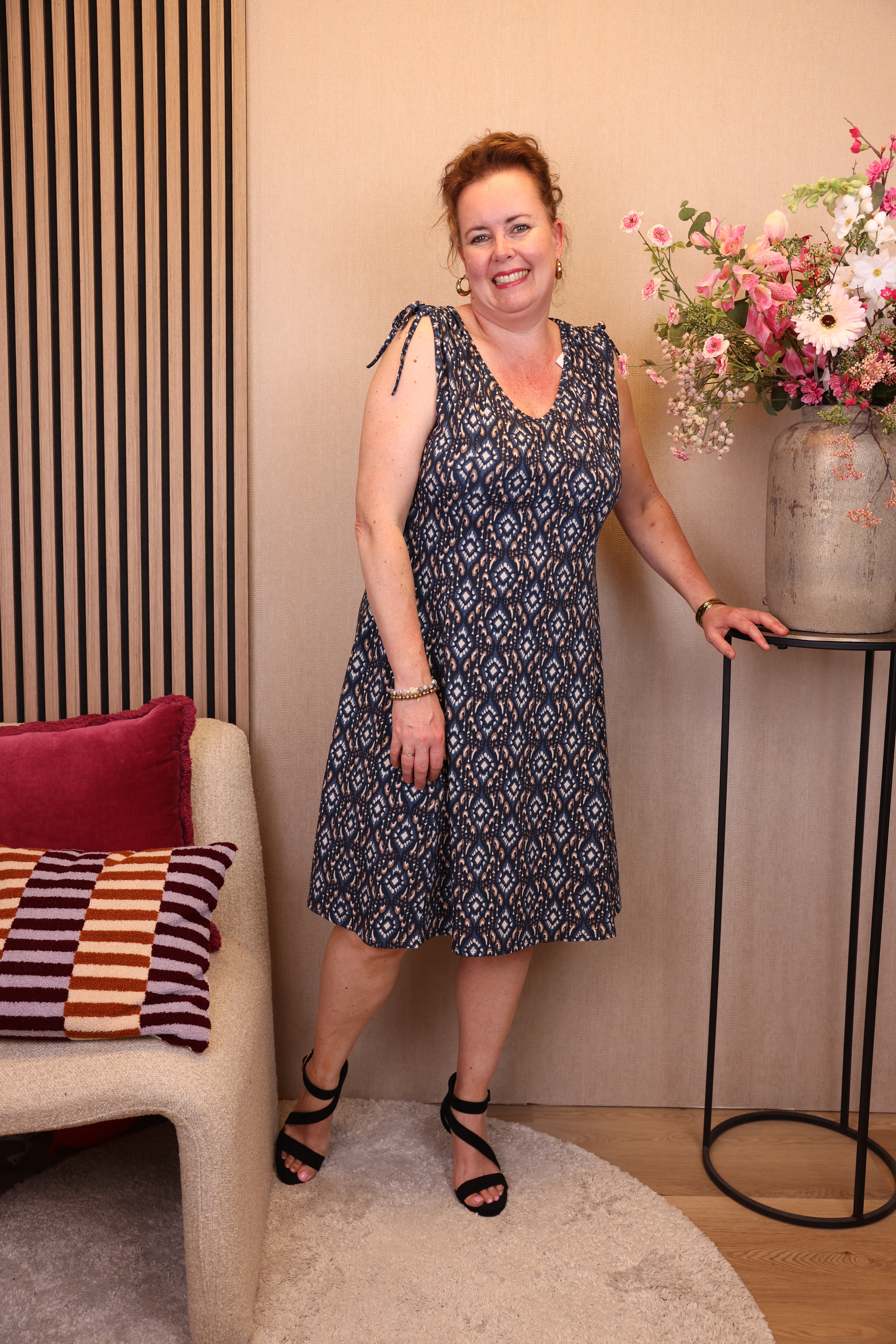 Meike | Jurk blauw katoen