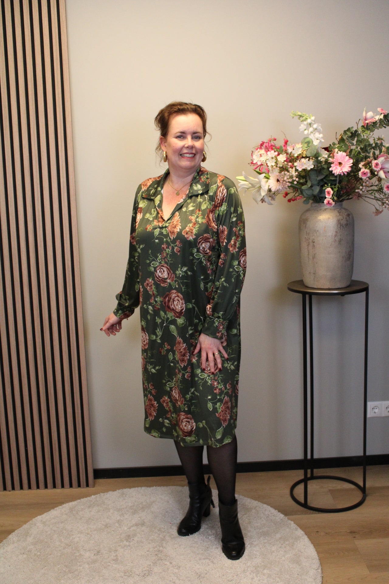 Hanneke | Jurk groen met kraagje 38 t/m 46