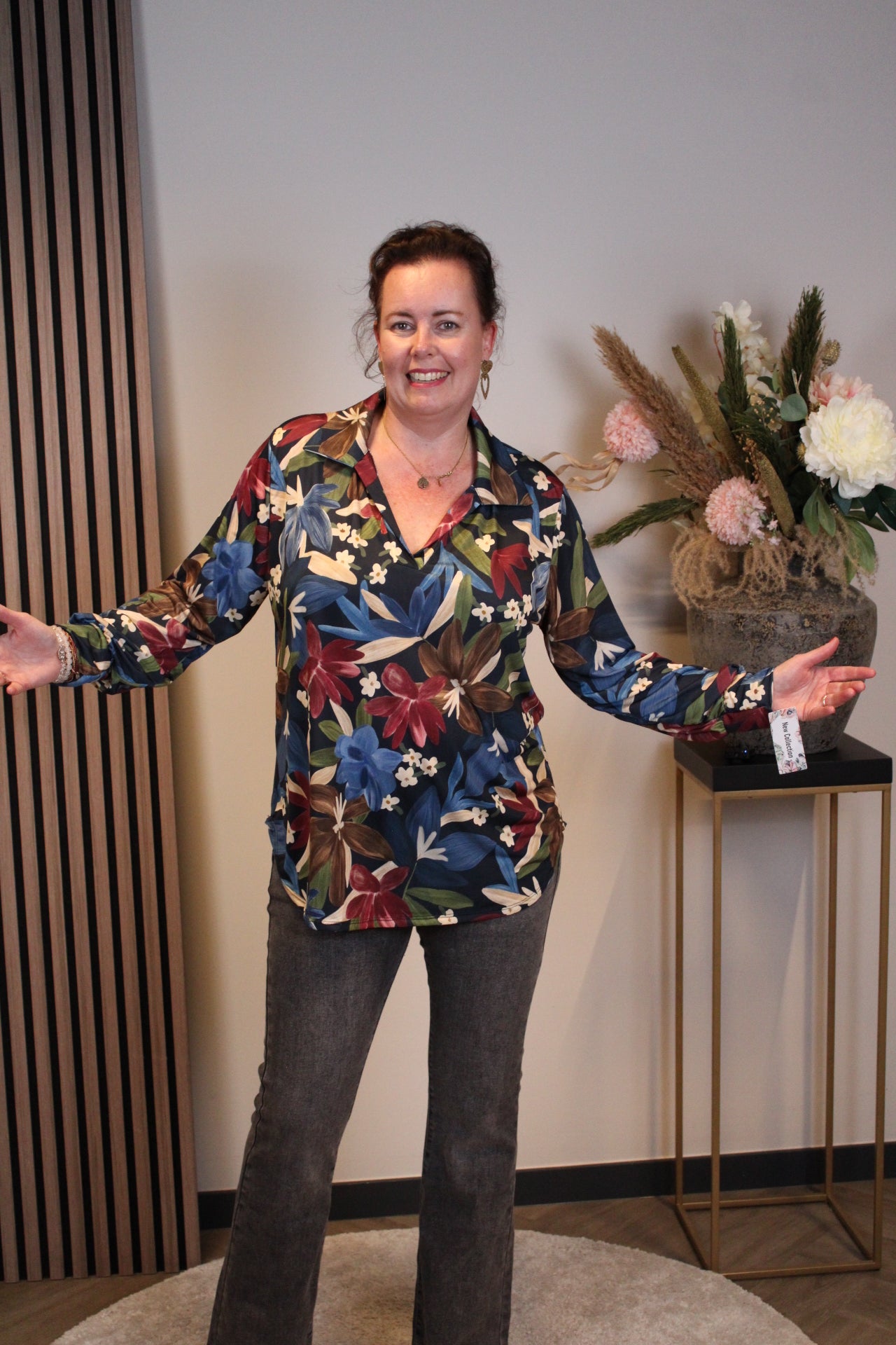 Verona | Blouse blauw met kraagje 38 t/m 48