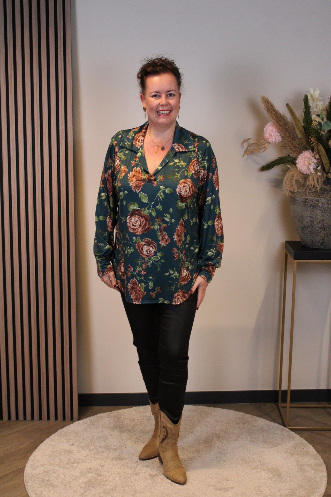 Emma | Blouse aqua met kraagje 38 t/m 48