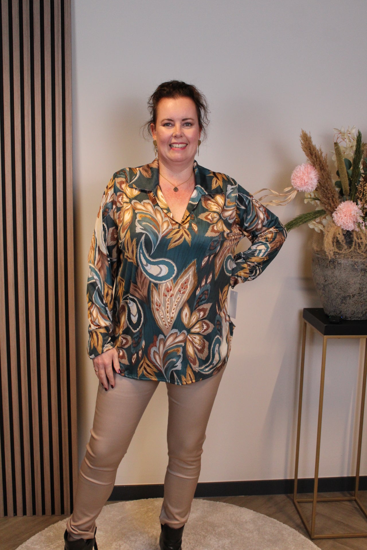 Veerle | Blouse met kraagje blauw 48 t/m 52