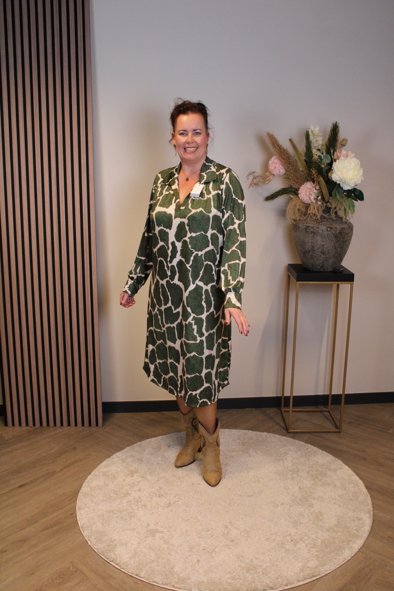 Rosalia | Jurk groen met kraagje 46 t/m 50