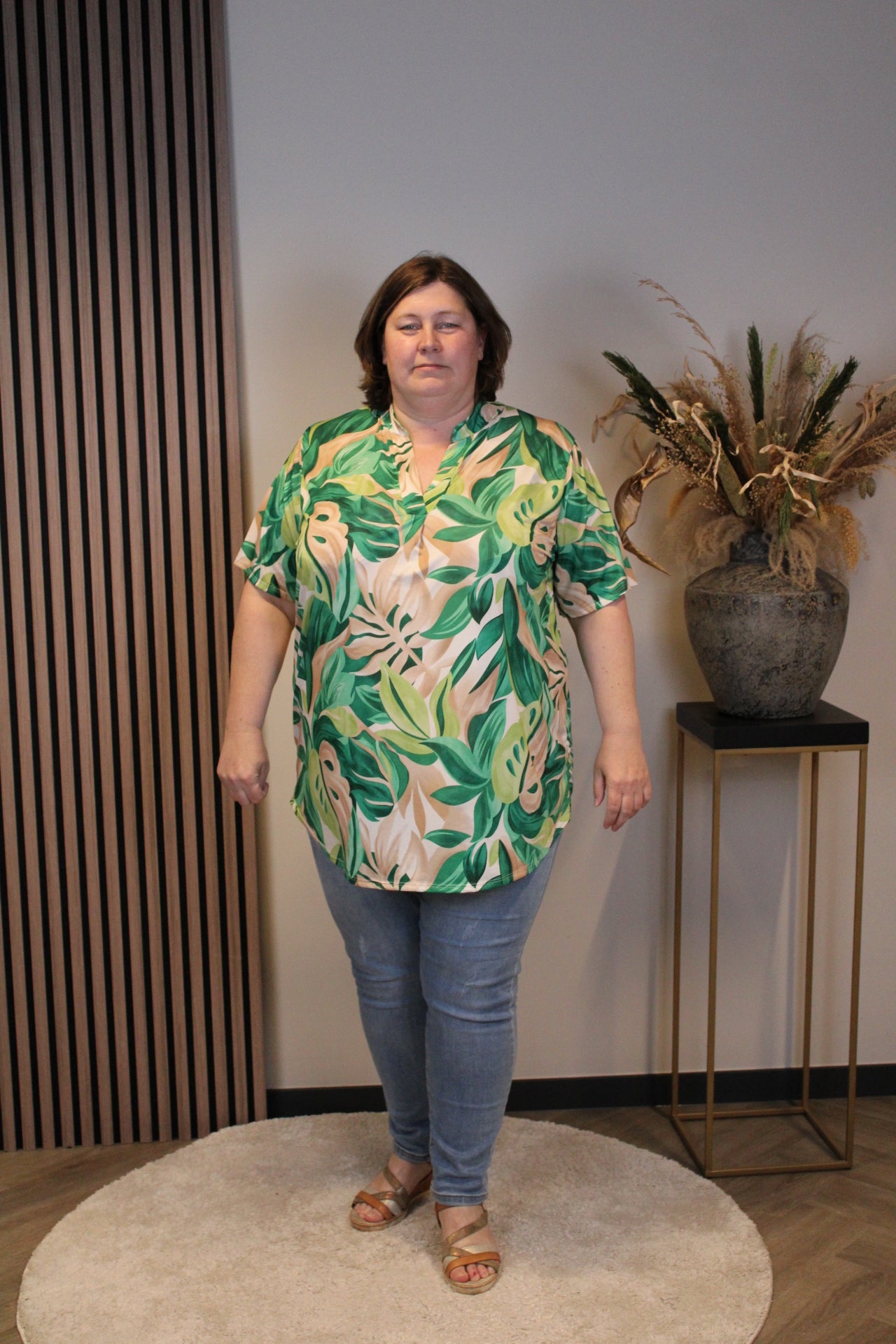 Chloe | Blouse groen korte mouw 52 t/m 58