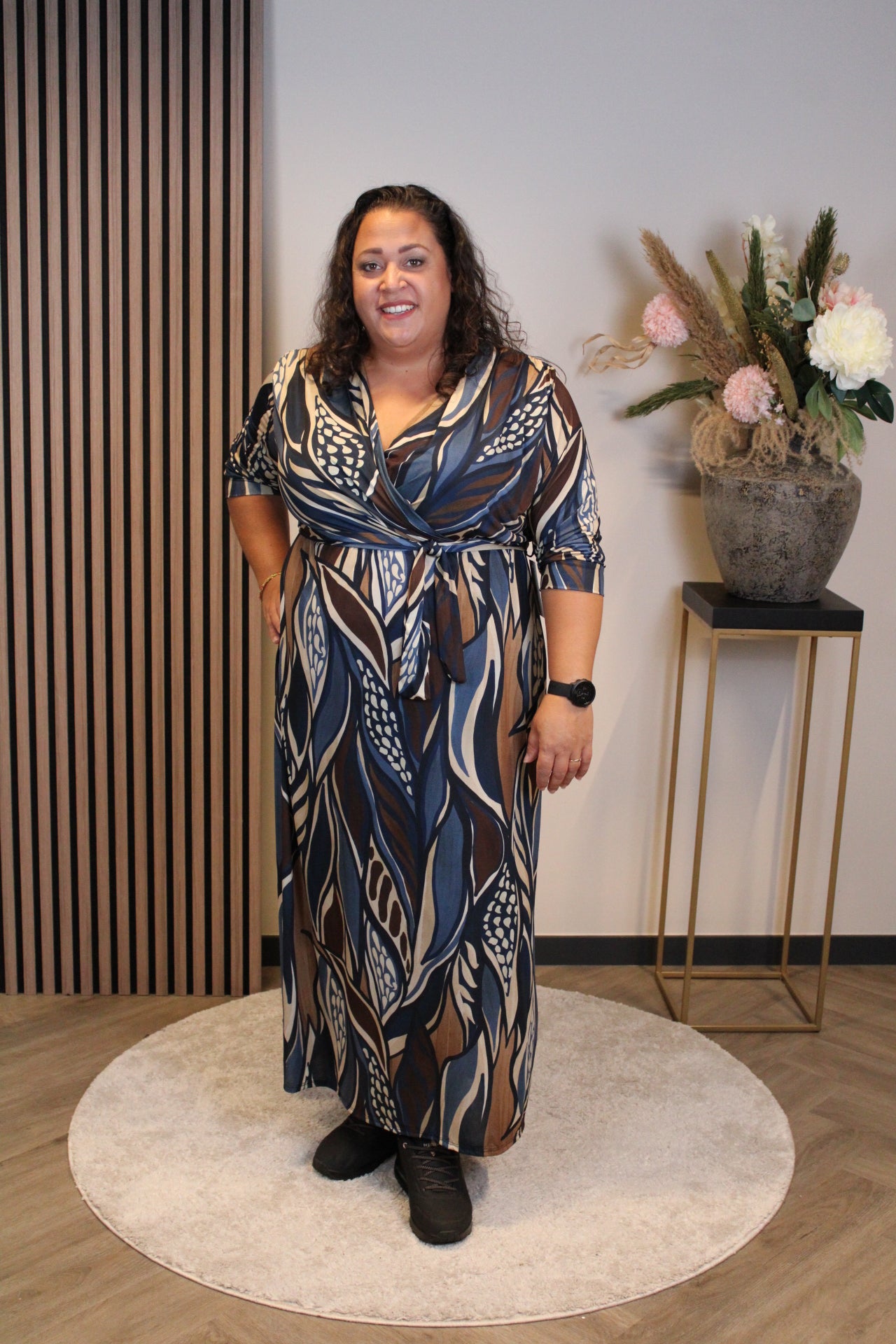 Marise | Jurk blauw lange mouw 46 t/m 50