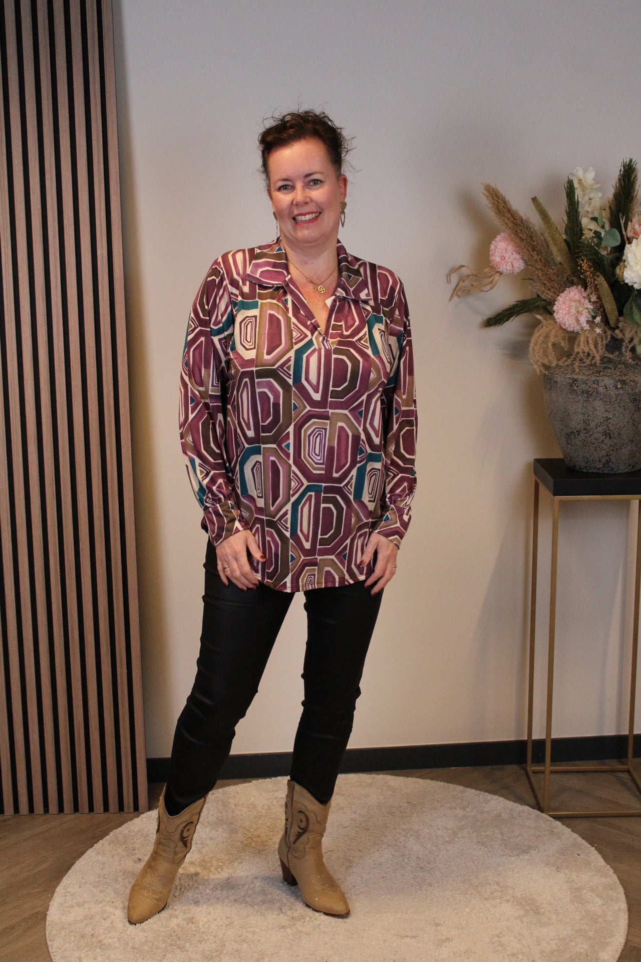 Eefje | Blouse met kraagje roze 48 t/m 52
