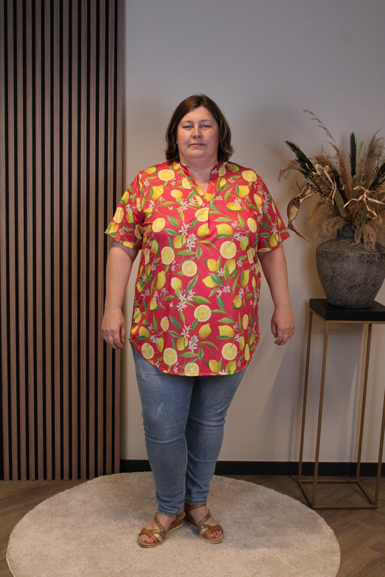 Ziva | Blouse donker roze korte mouw 52 t/m 58