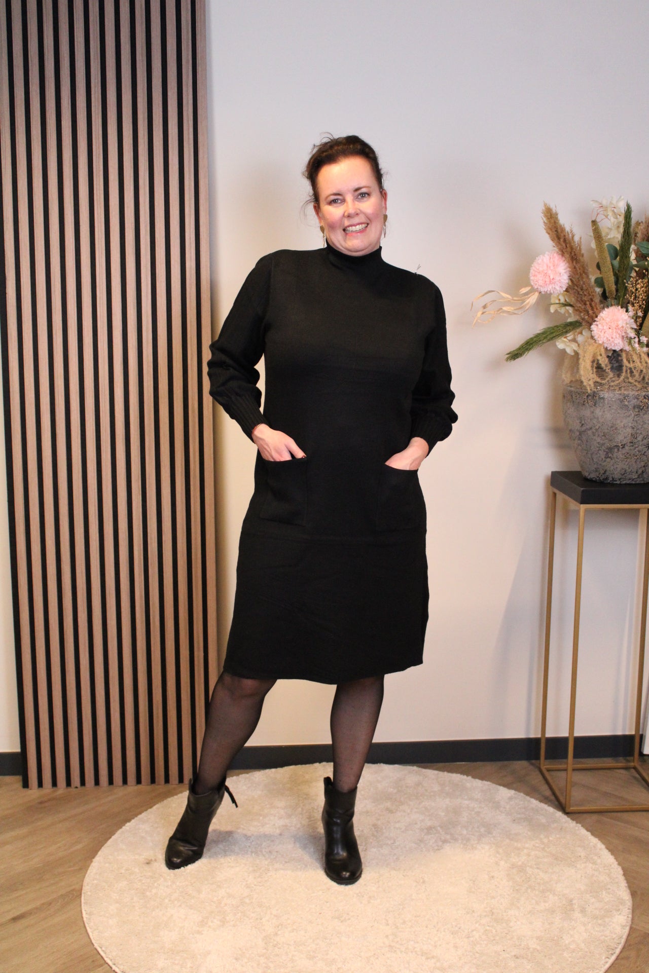 Elara | Gebreide jurk zwart 44 t/m 48