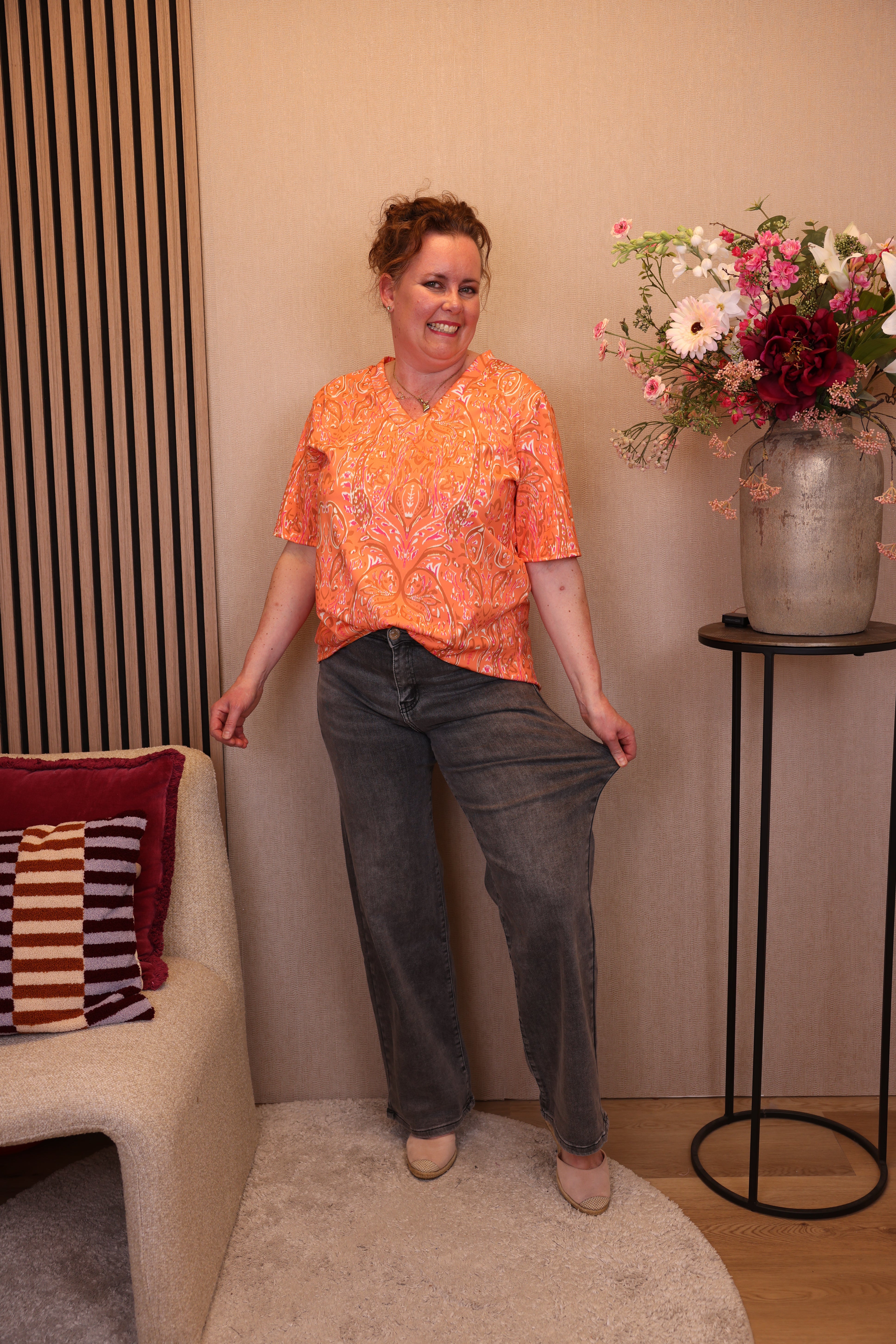 Natasha | Wide leg jeans grijs 40 - 48