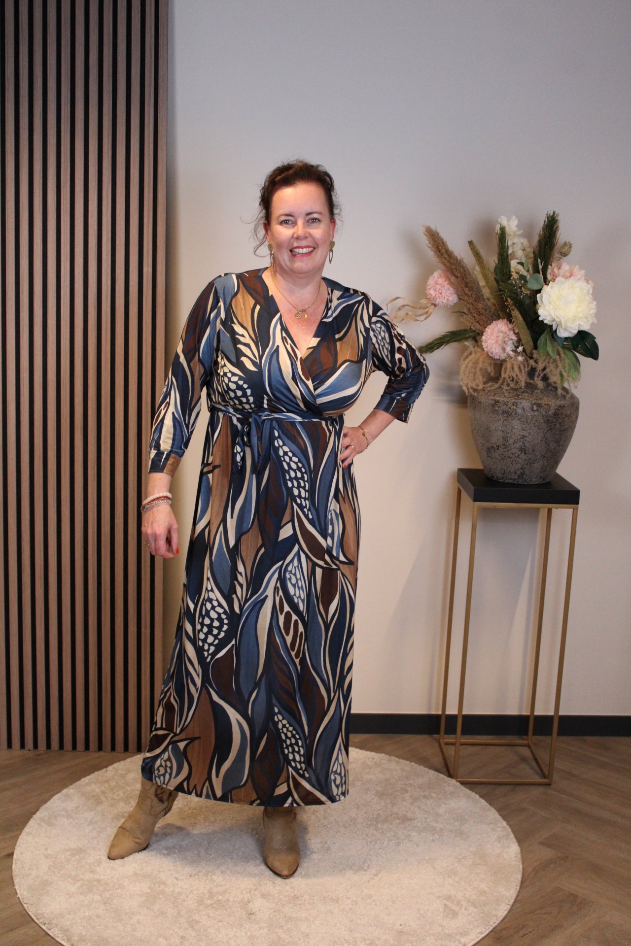 Marise | Jurk blauw lange mouw 46 t/m 50