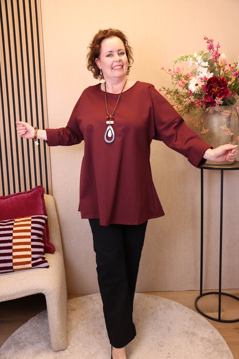 Jelke | Top bordeaux + gratis ketting