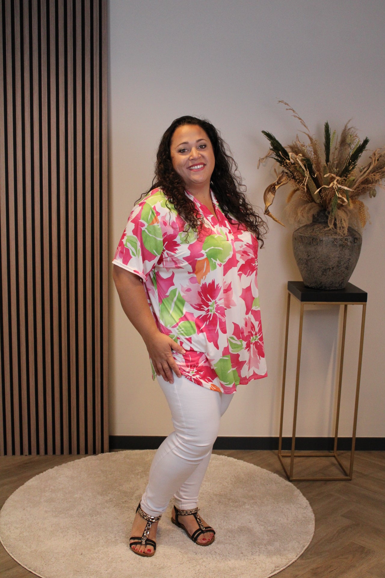 Maartje | Blouse roze korte mouw 48 t/m 52