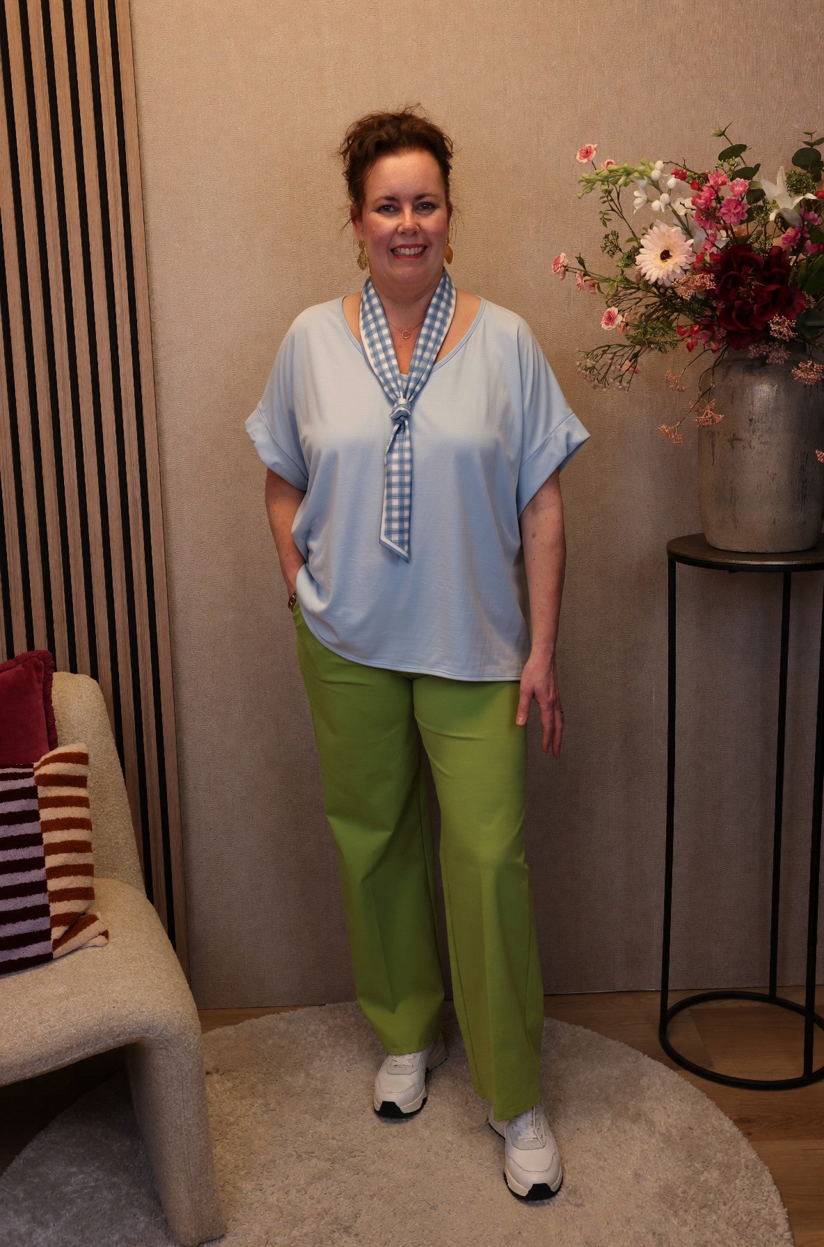 Ina | Top blauw + gratis sjaal