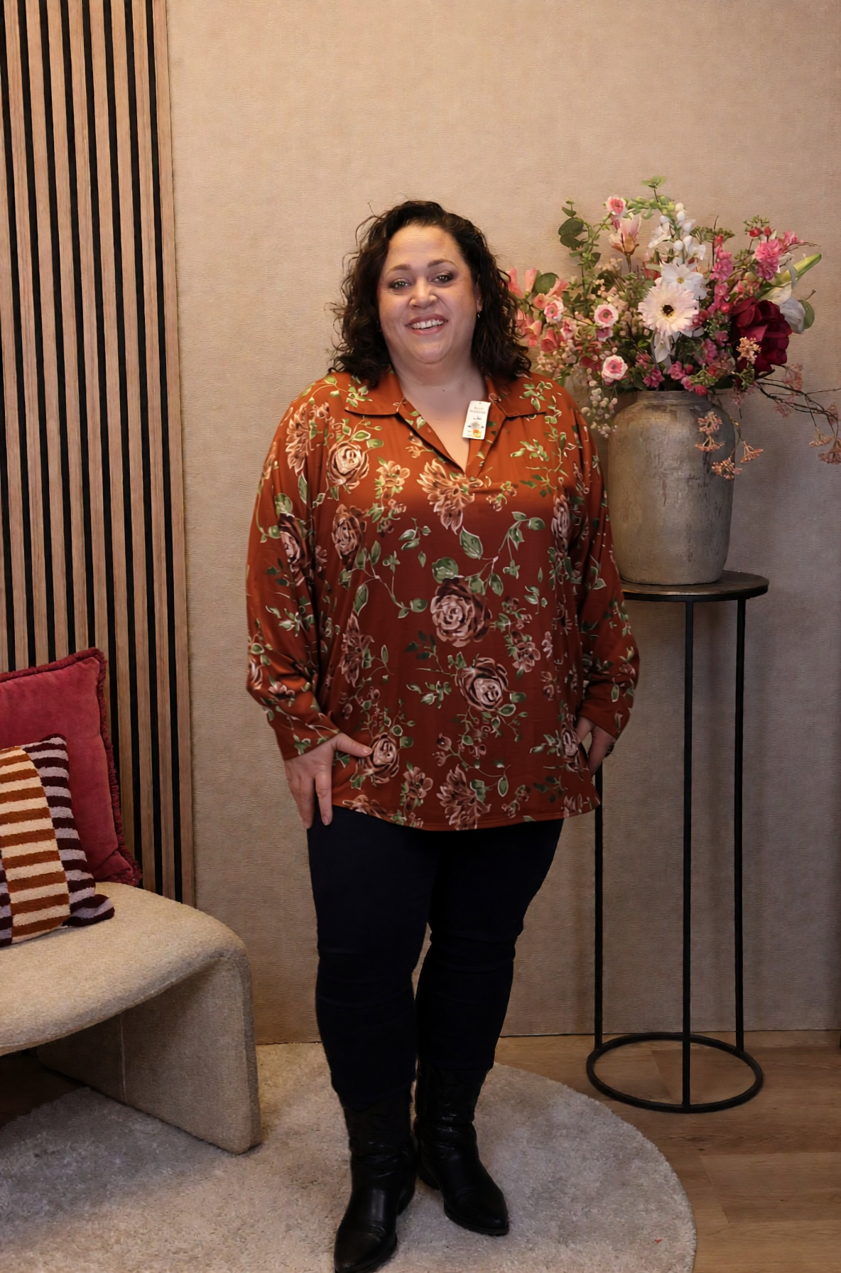 Emma | Blouse oranje met kraagje