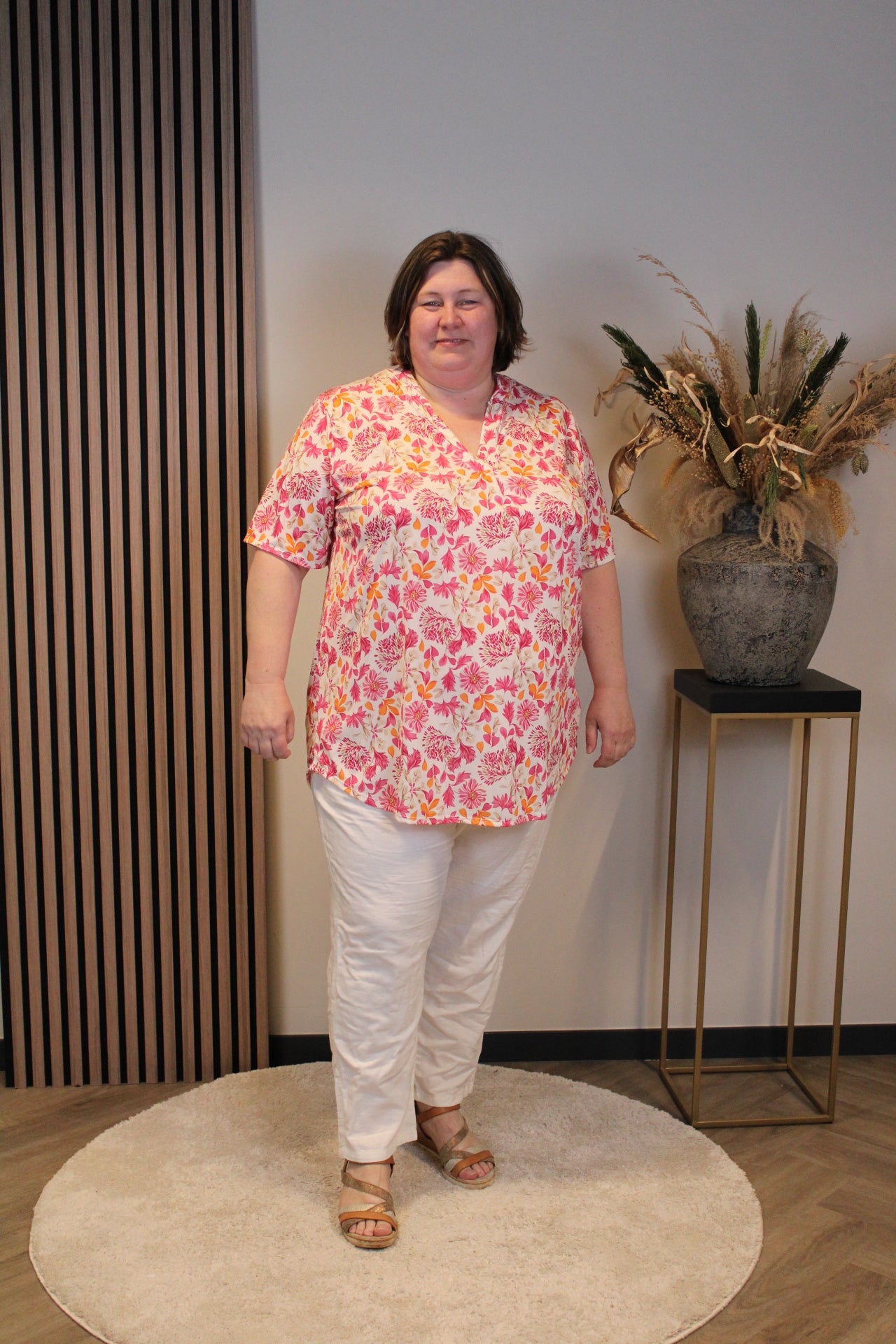 Emily | Blouse roze korte mouw 52 t/m 58
