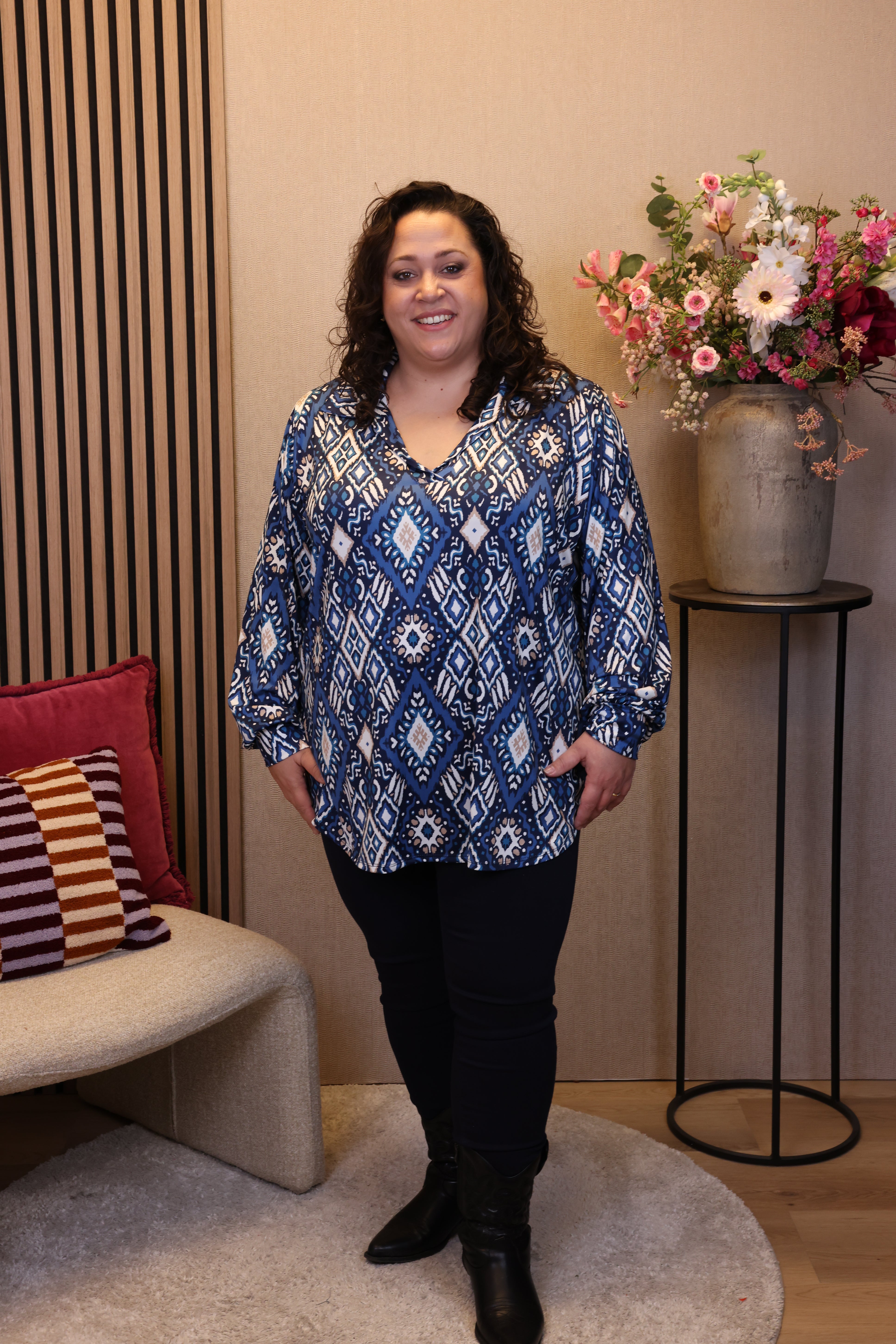 Arianne | Blouse blauw met kraagje