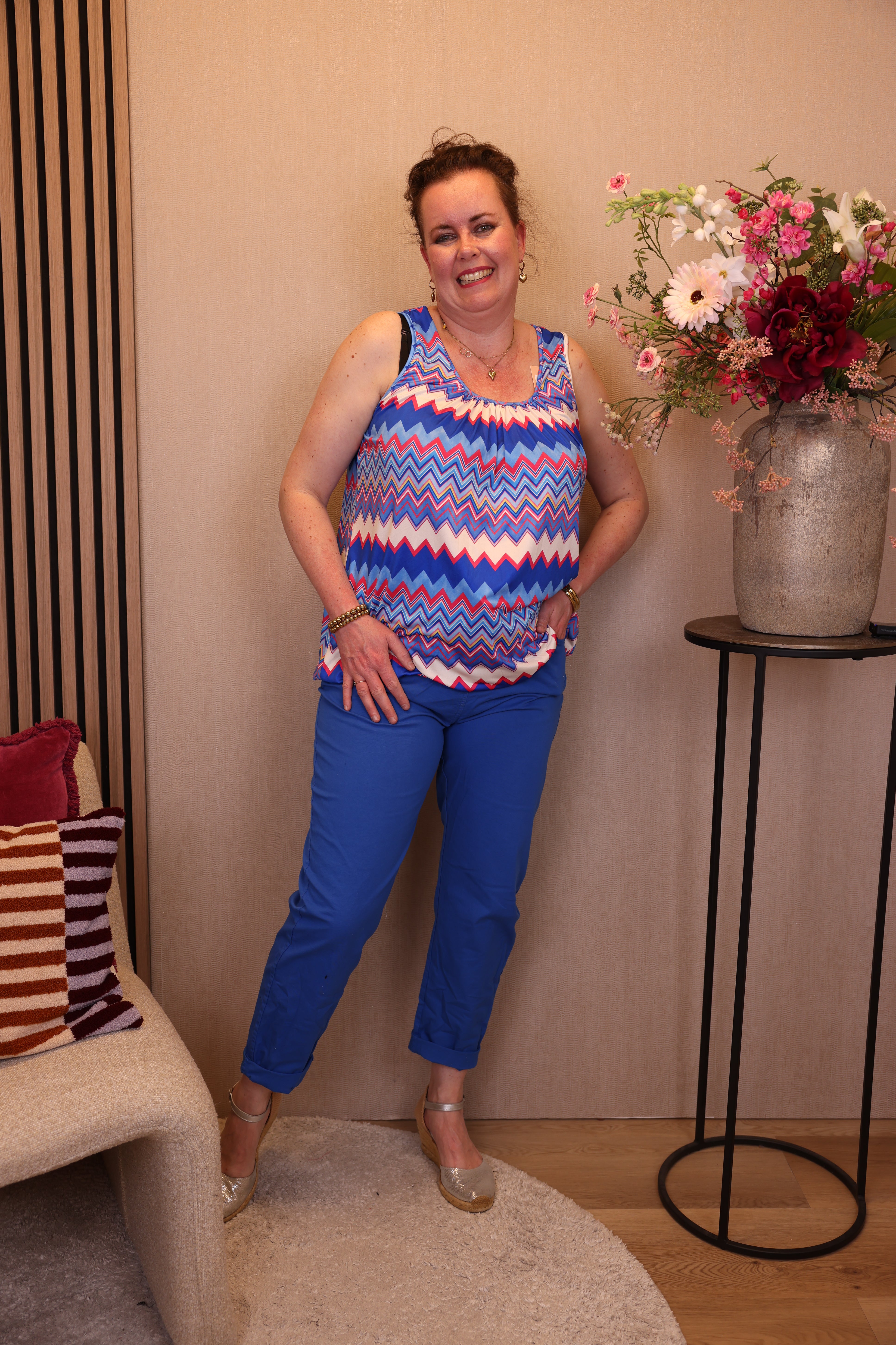 Anne | Stretch broek kobalt