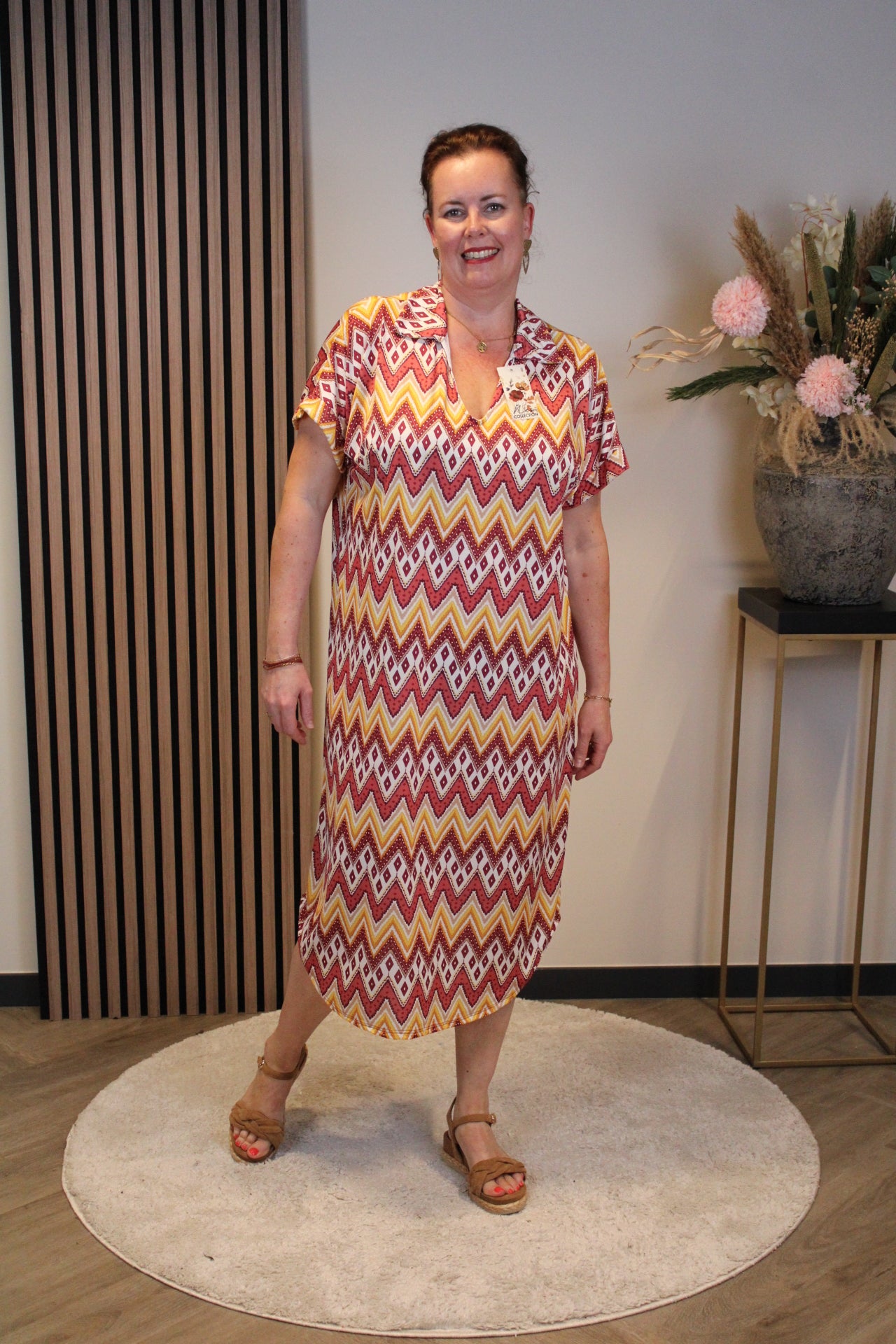 Cassia | Jurk roze met kraagje