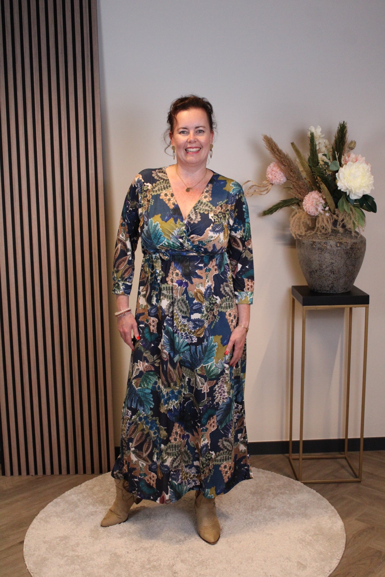 Christa | Jurk blauw lange mouw 38 t/m 44