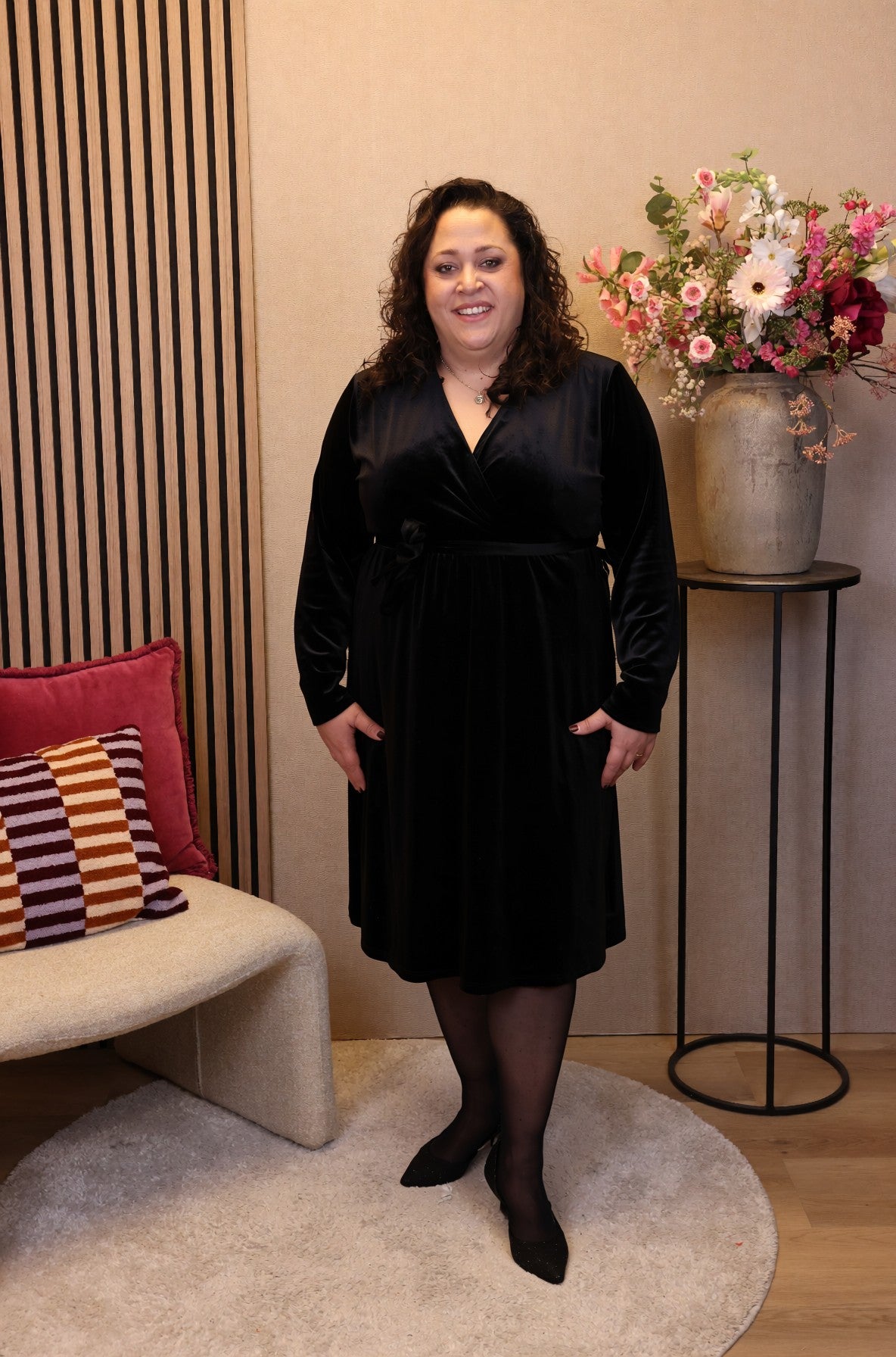 Angelina | Jurk velours zwart