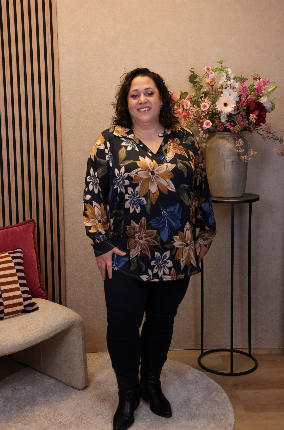 Patricia | Blouse blauw met kraagje