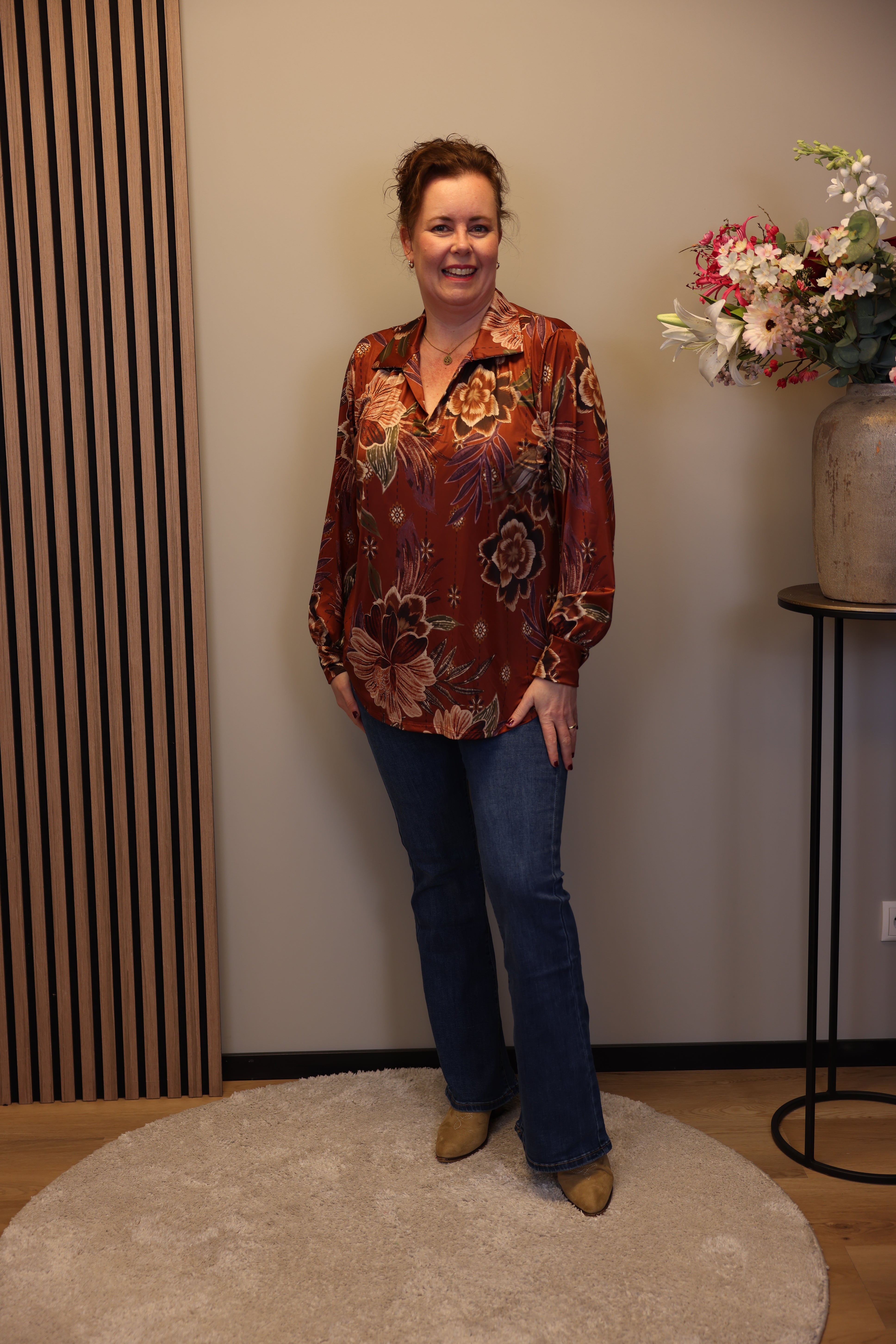 Eefke | Blouse roest met kraagje 48 t/m 52