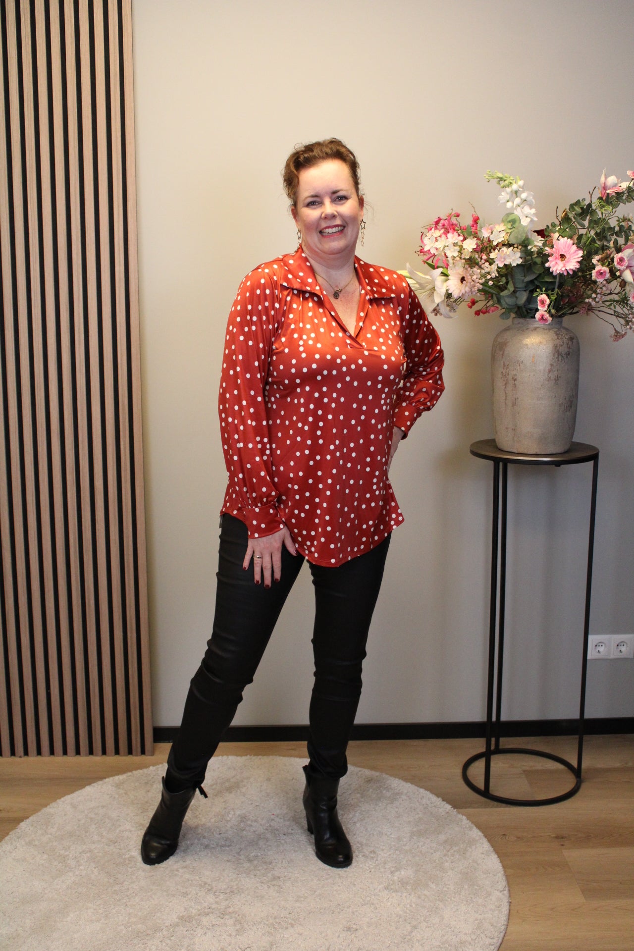 Boukje | Blouse rood met kraagje 38 t/m 48