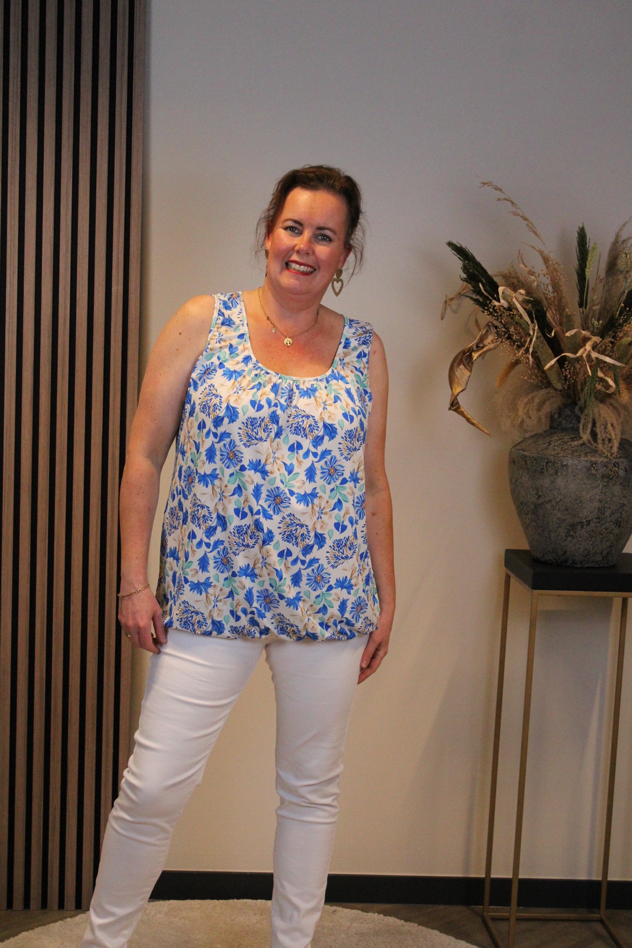 Grietje | Top blauw korte mouw 48 t/m 52