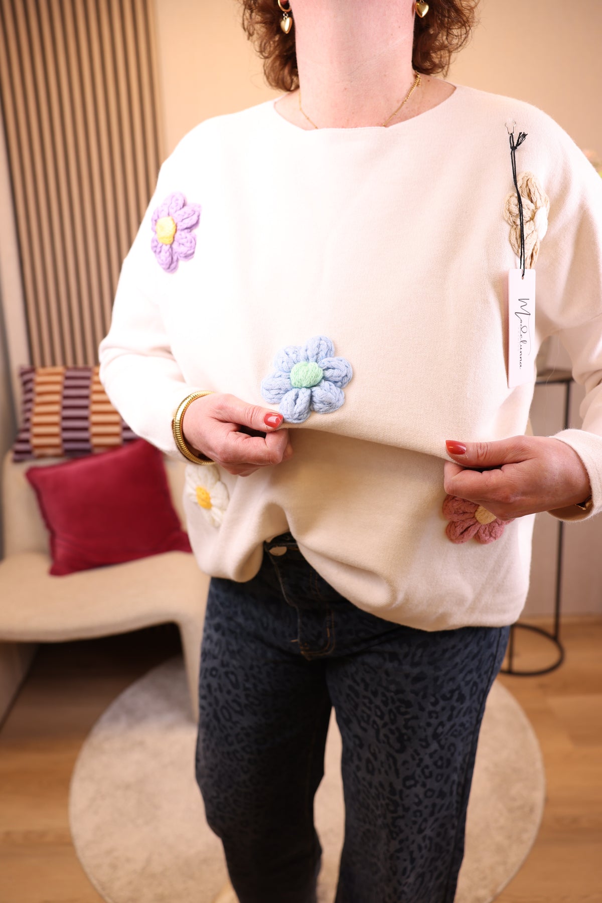 Daisy | Trui wit/beige