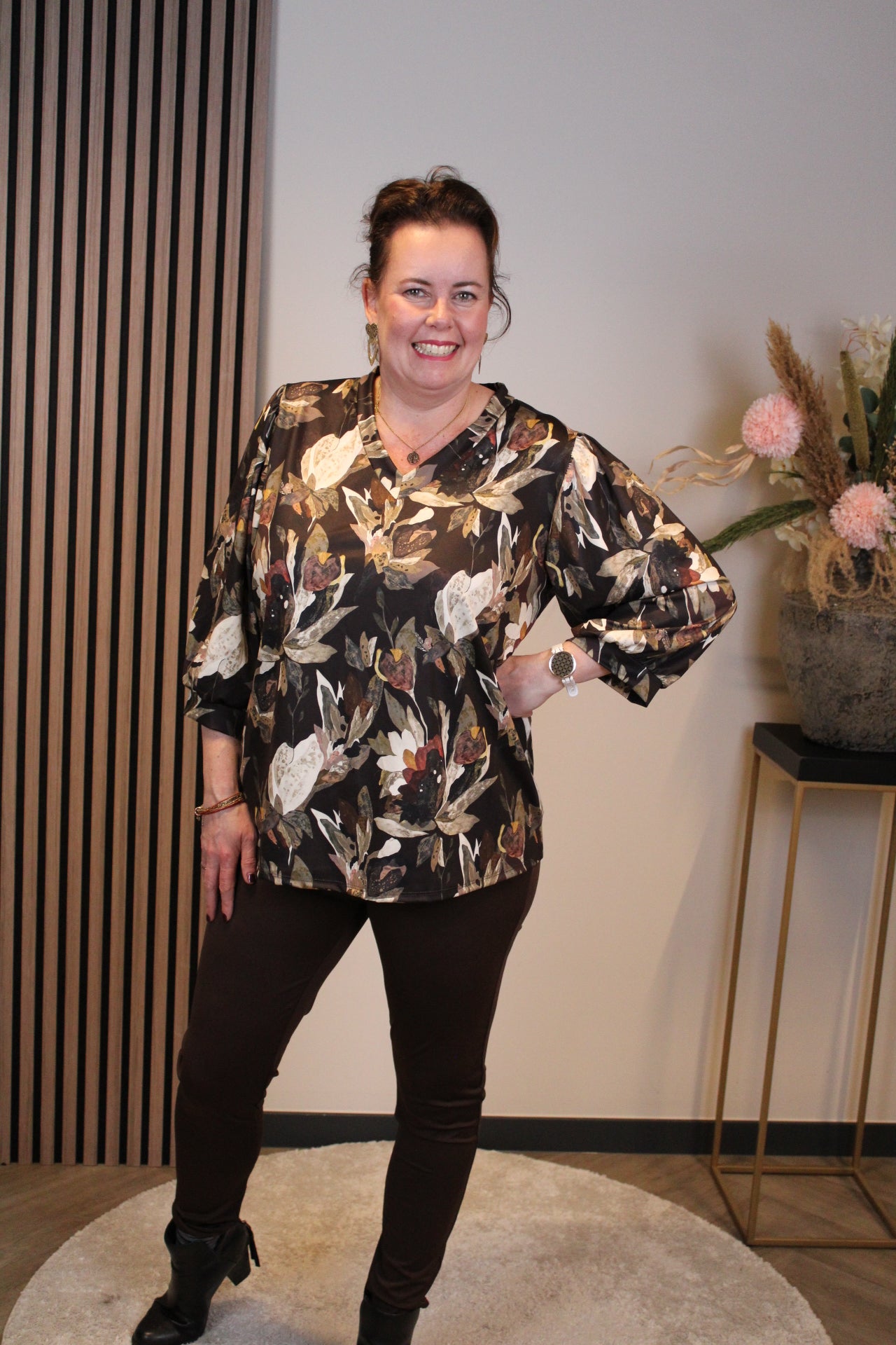 Bibi | Top bruin 3/4-mouw 46 t/m 50