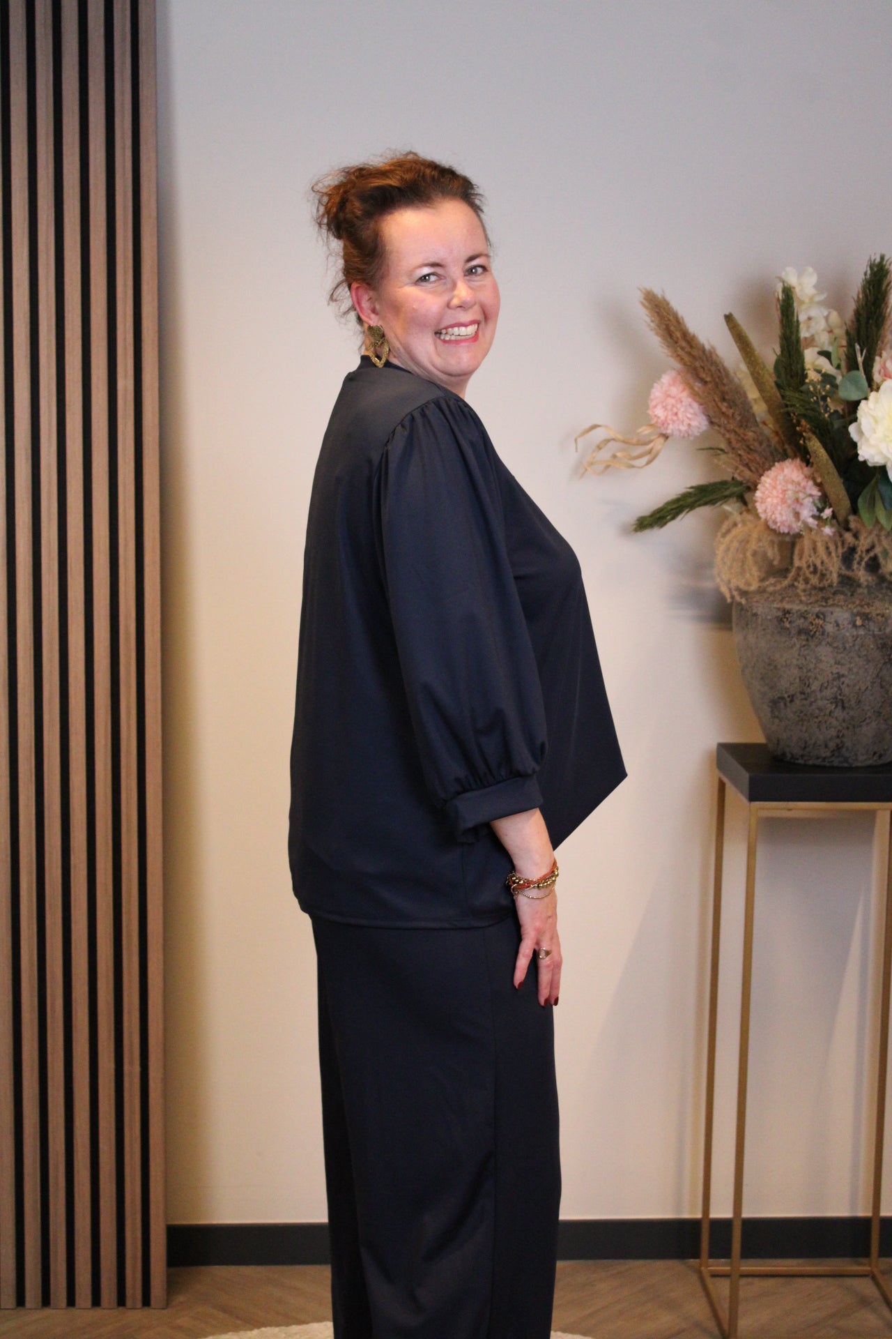 Silke | Top navy blauw 3/4-mouw 40 t/m 44