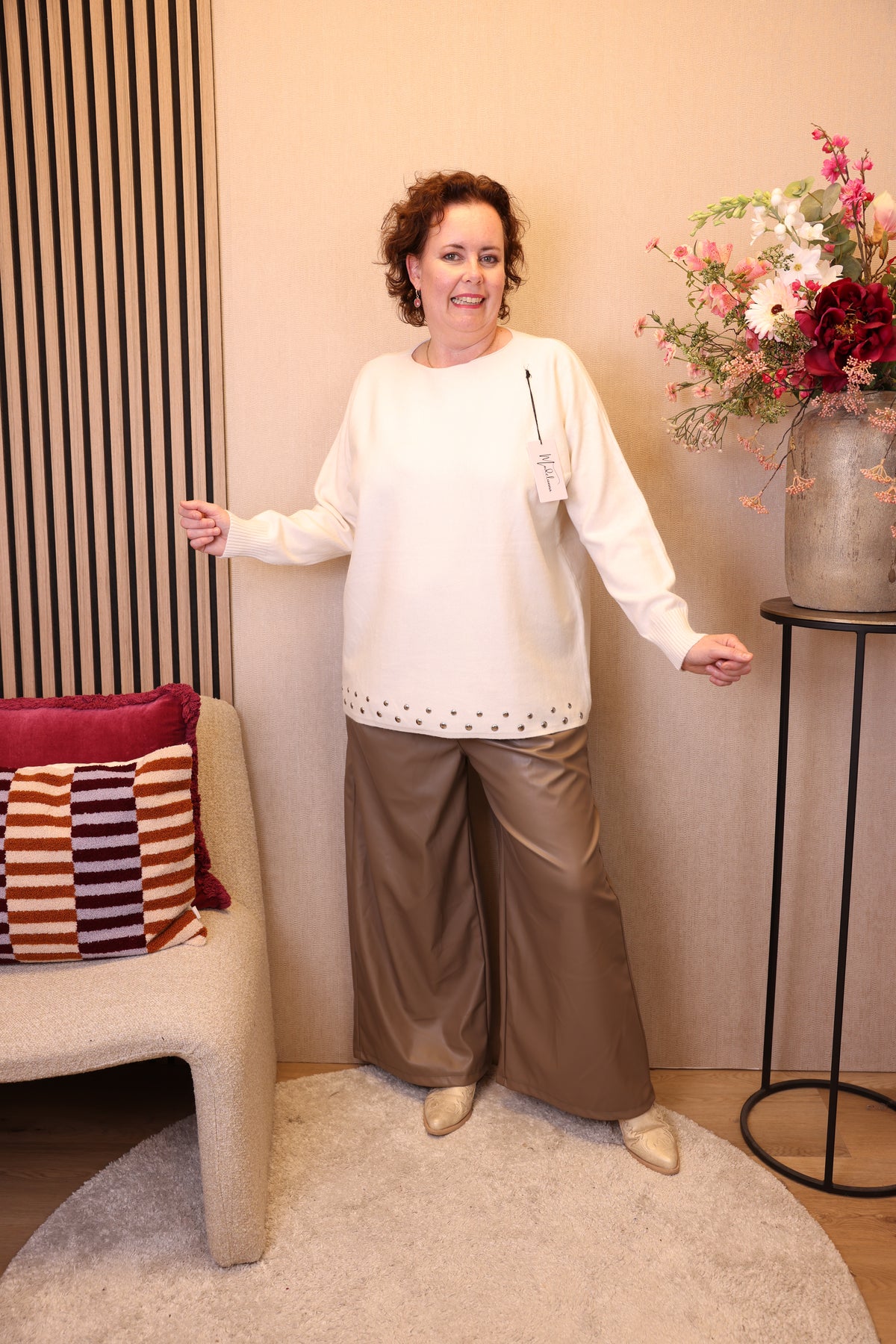 Livia | Trui wit/beige