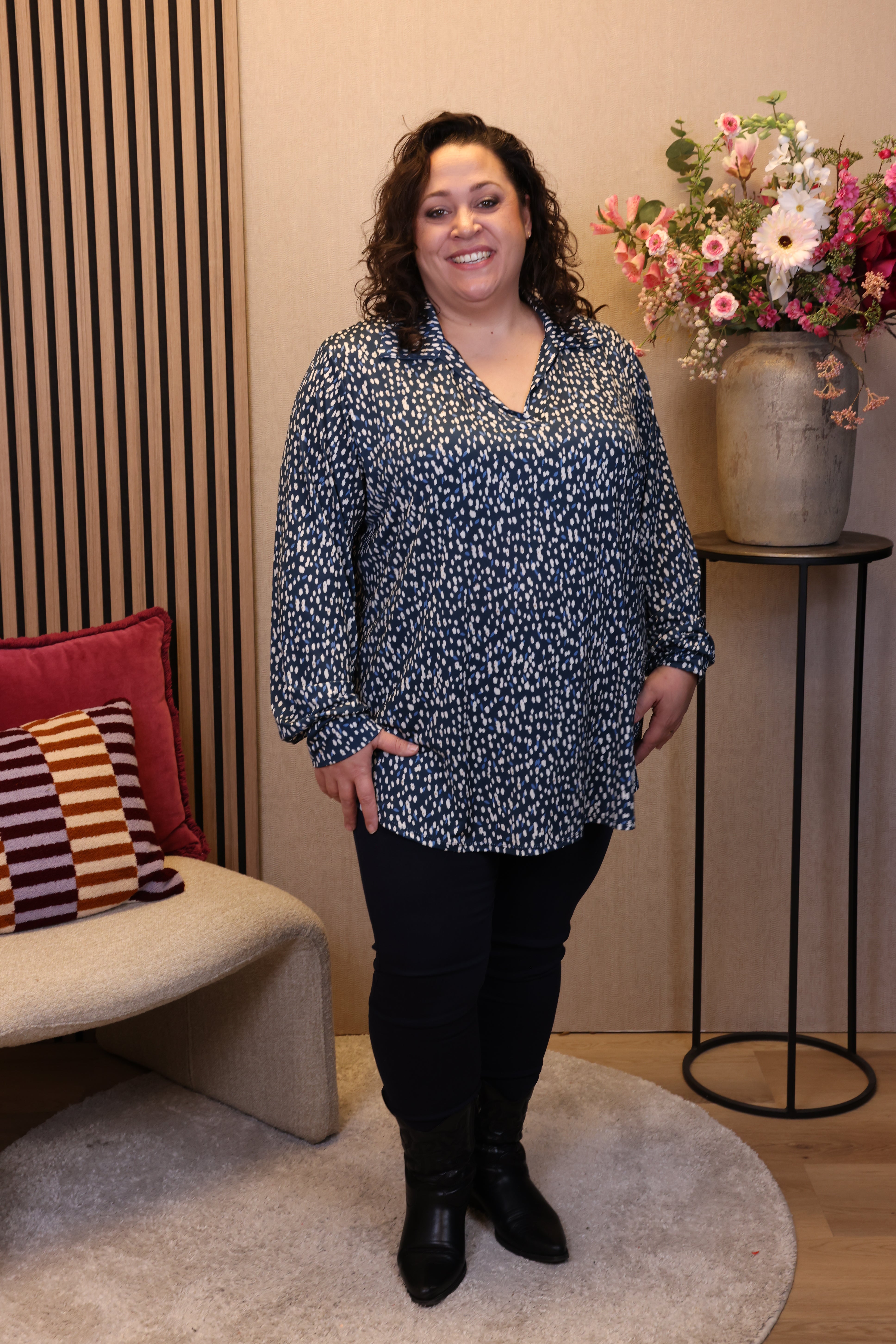 Vianne | Blouse blauw met kraagje