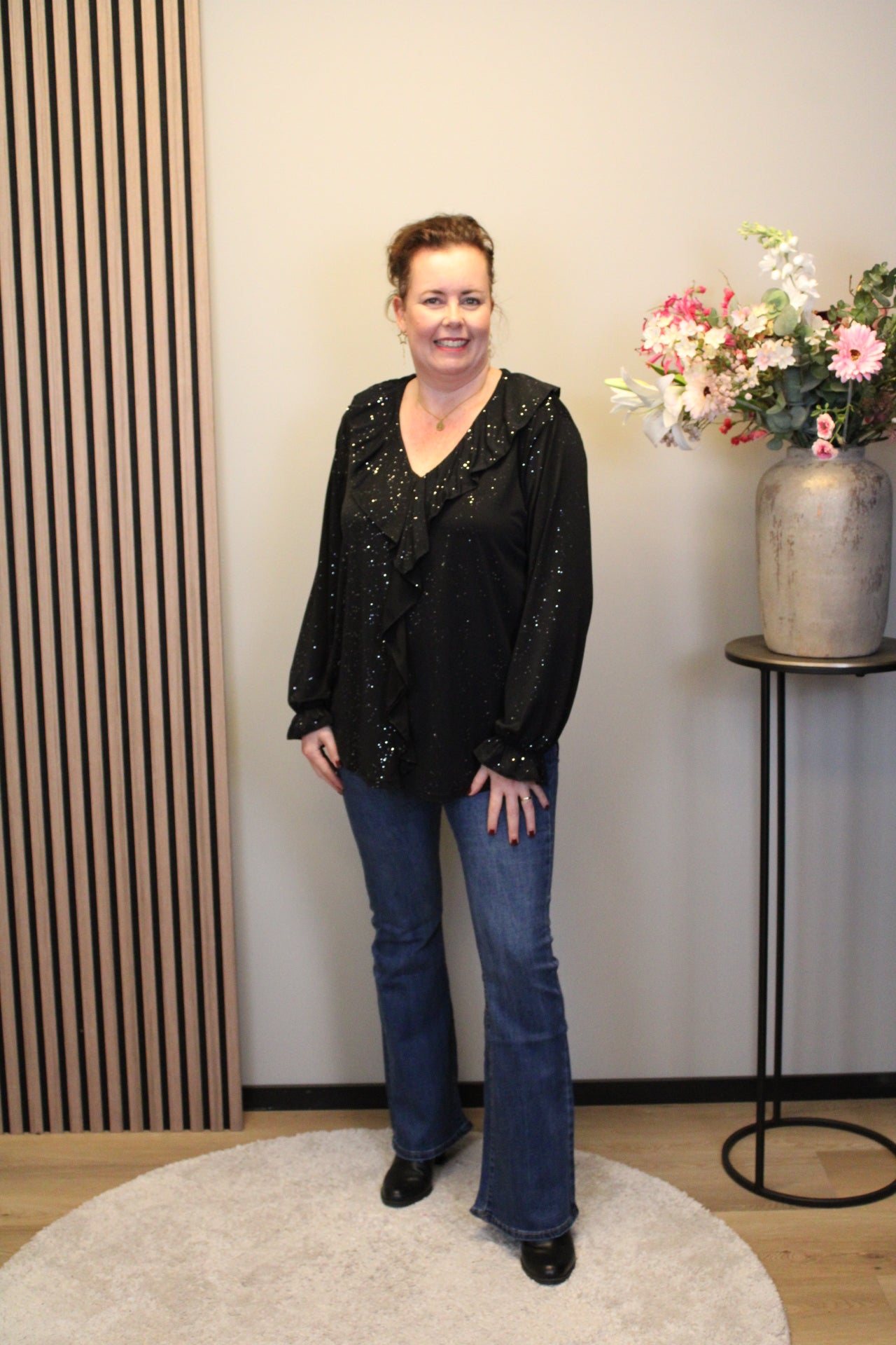 Sabine glitter | Blouse zwart 38 t/m 48