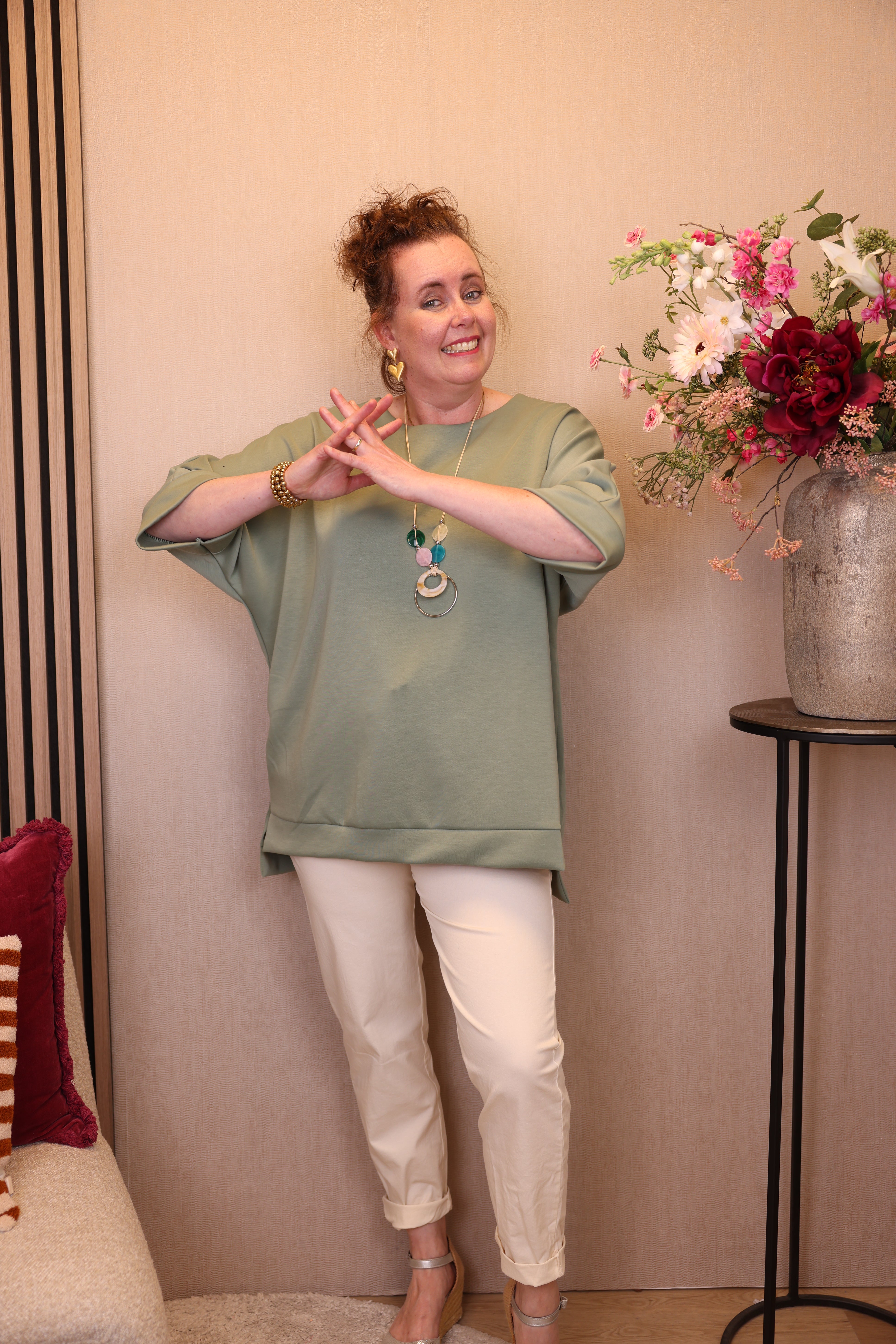 Mina | Top groen + gratis ketting