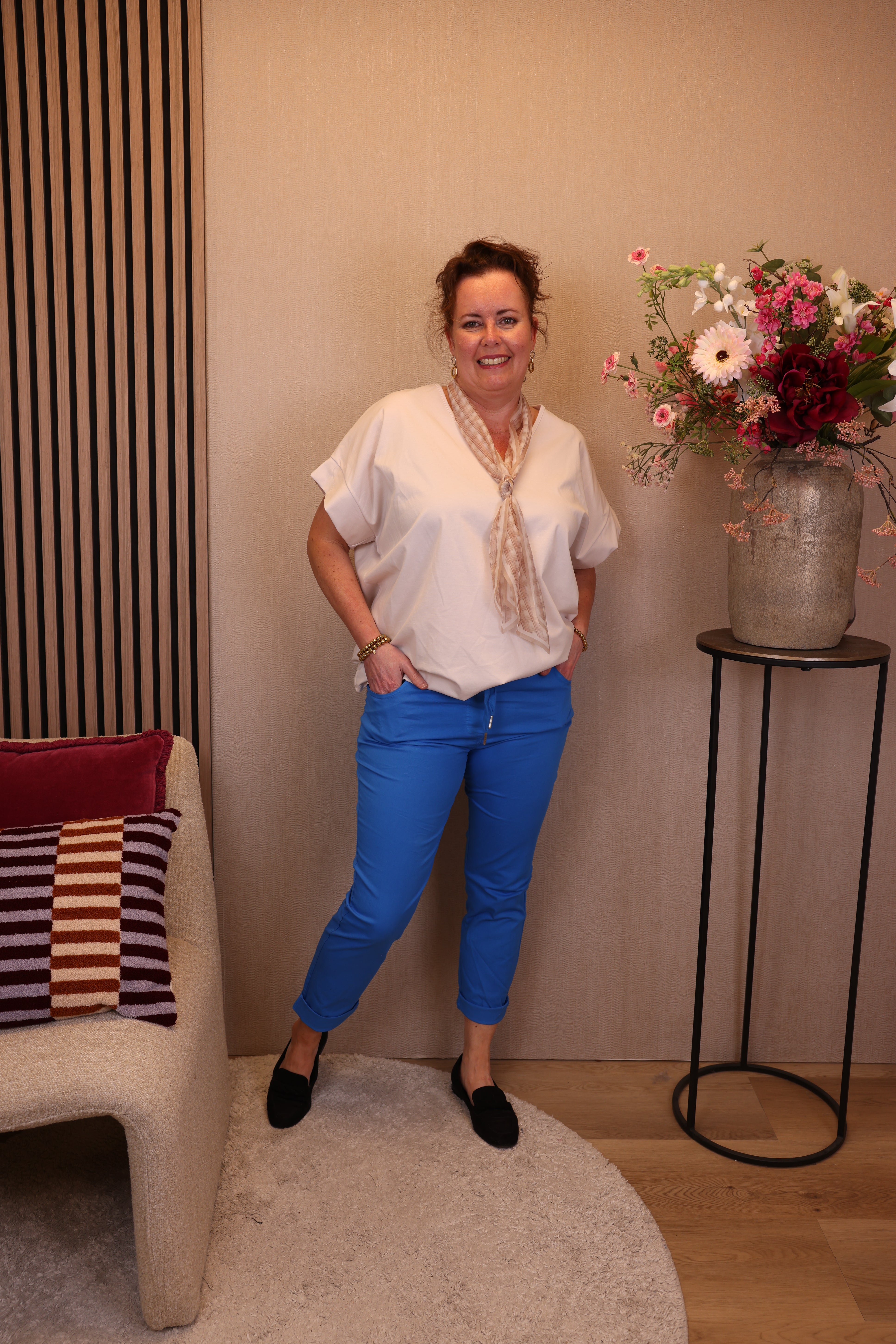 Tessa | Stretch broek kobalt