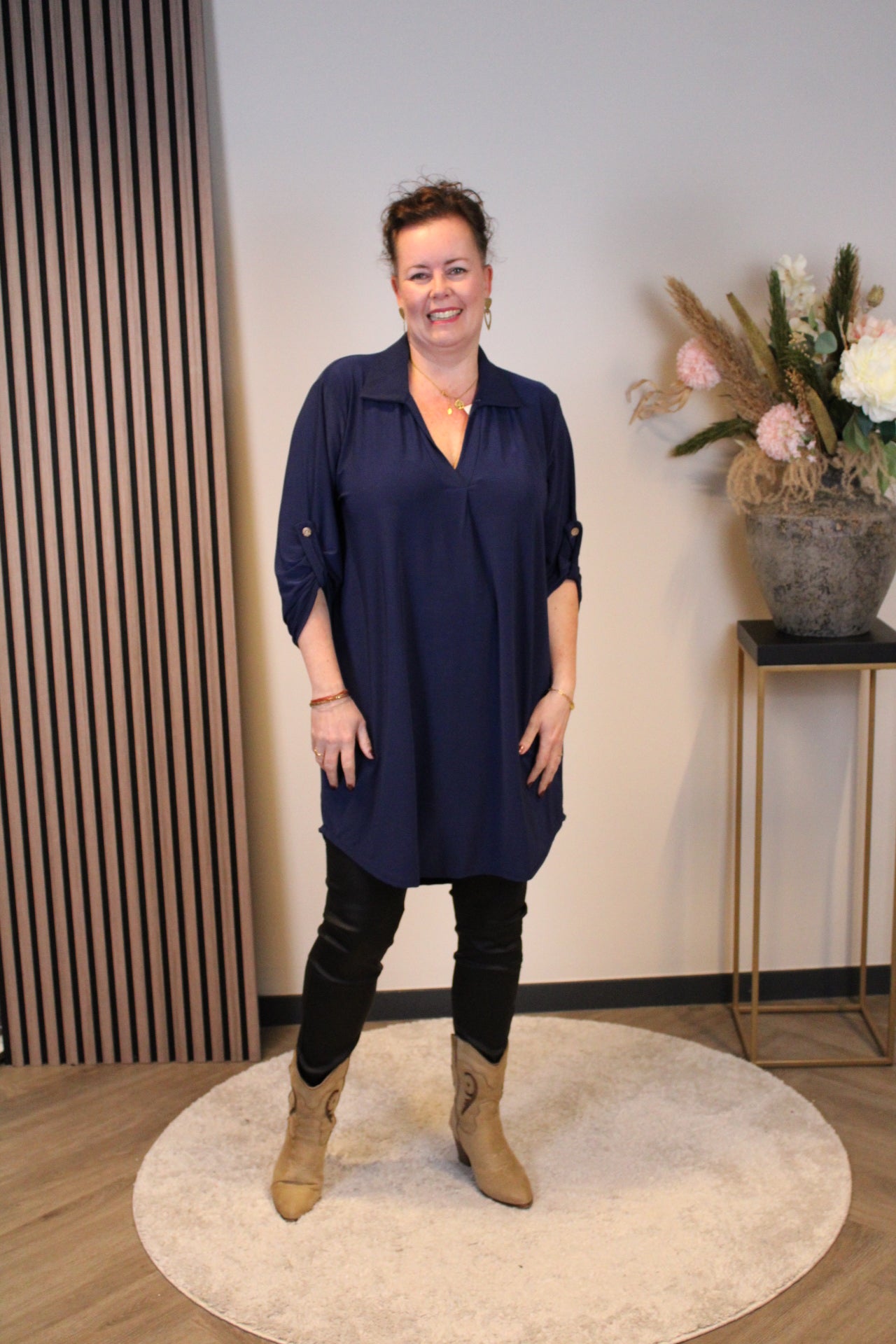 Marieke | Tuniek navy met kraagje 48 t/m 52
