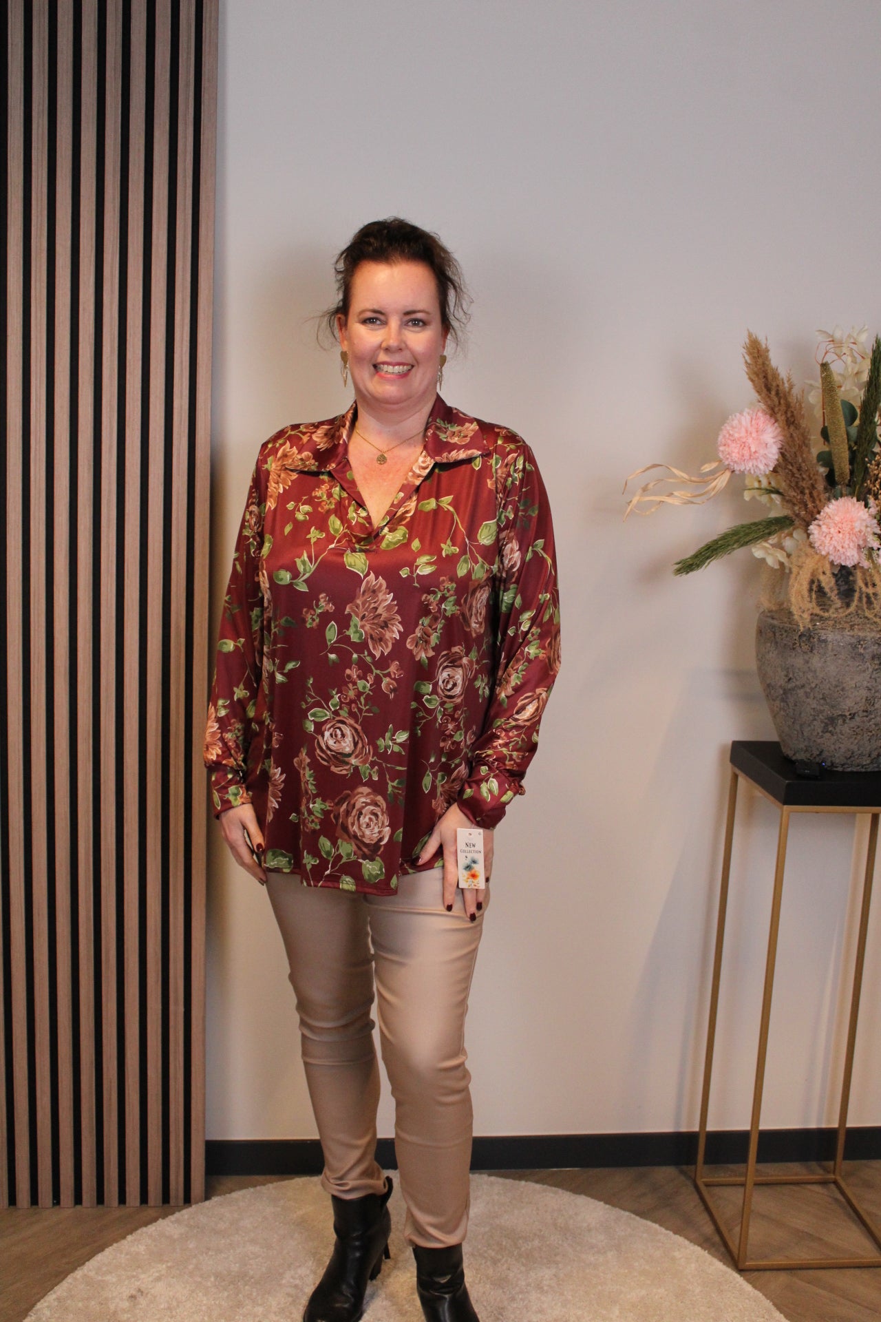 Emma | Blouse roze met kraagje