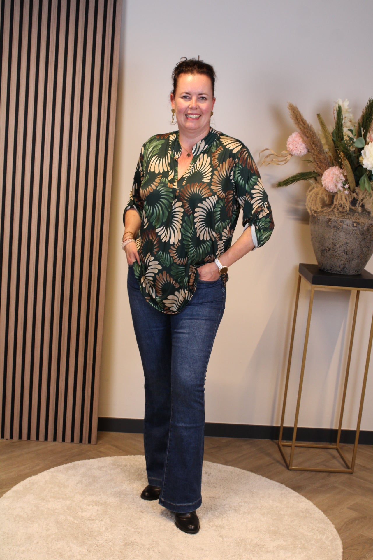 Margriet | Blouse groen lange mouw 52 t/m 58