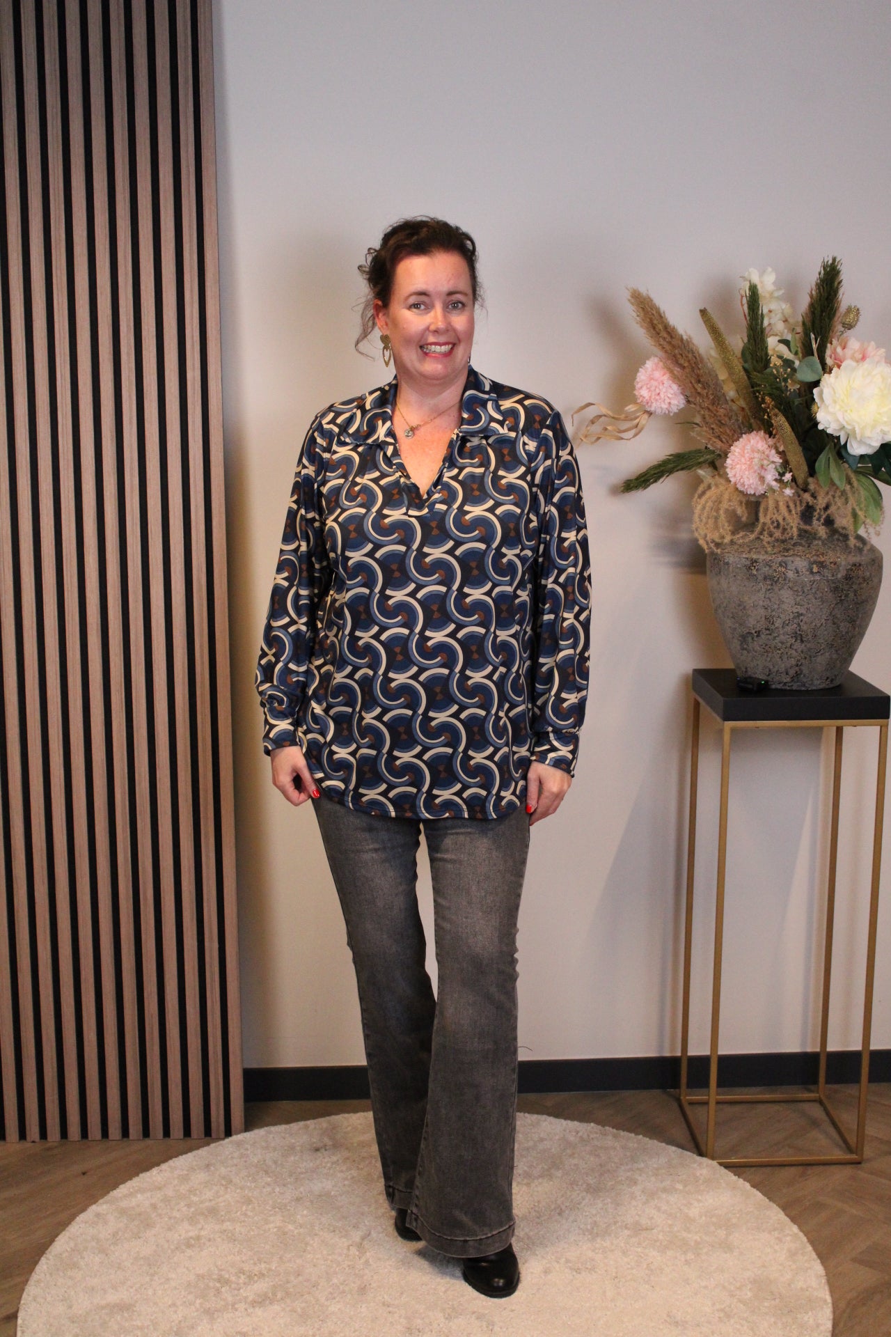Ivette | Blouse blauw met kraagje 38 t/m 48